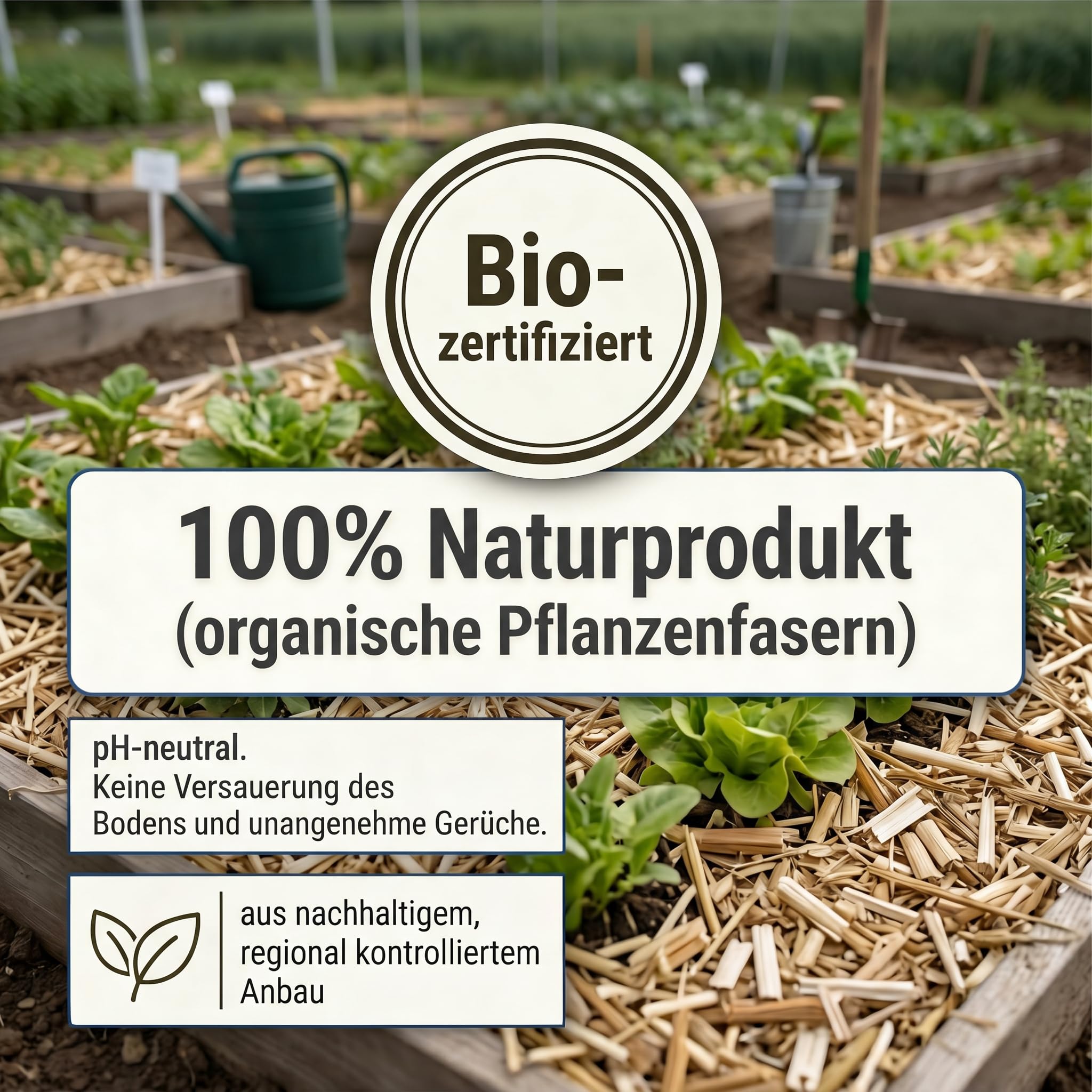 MISCANTHUS WIEDEMANN® | 120 Liter Ballen Bio Miscanthus Gartenmulch | Umweltfreundlicher Mulch für Gartenbeete und Gartengestaltung | Alternative zu Rindenmulch und Hackschnitzel