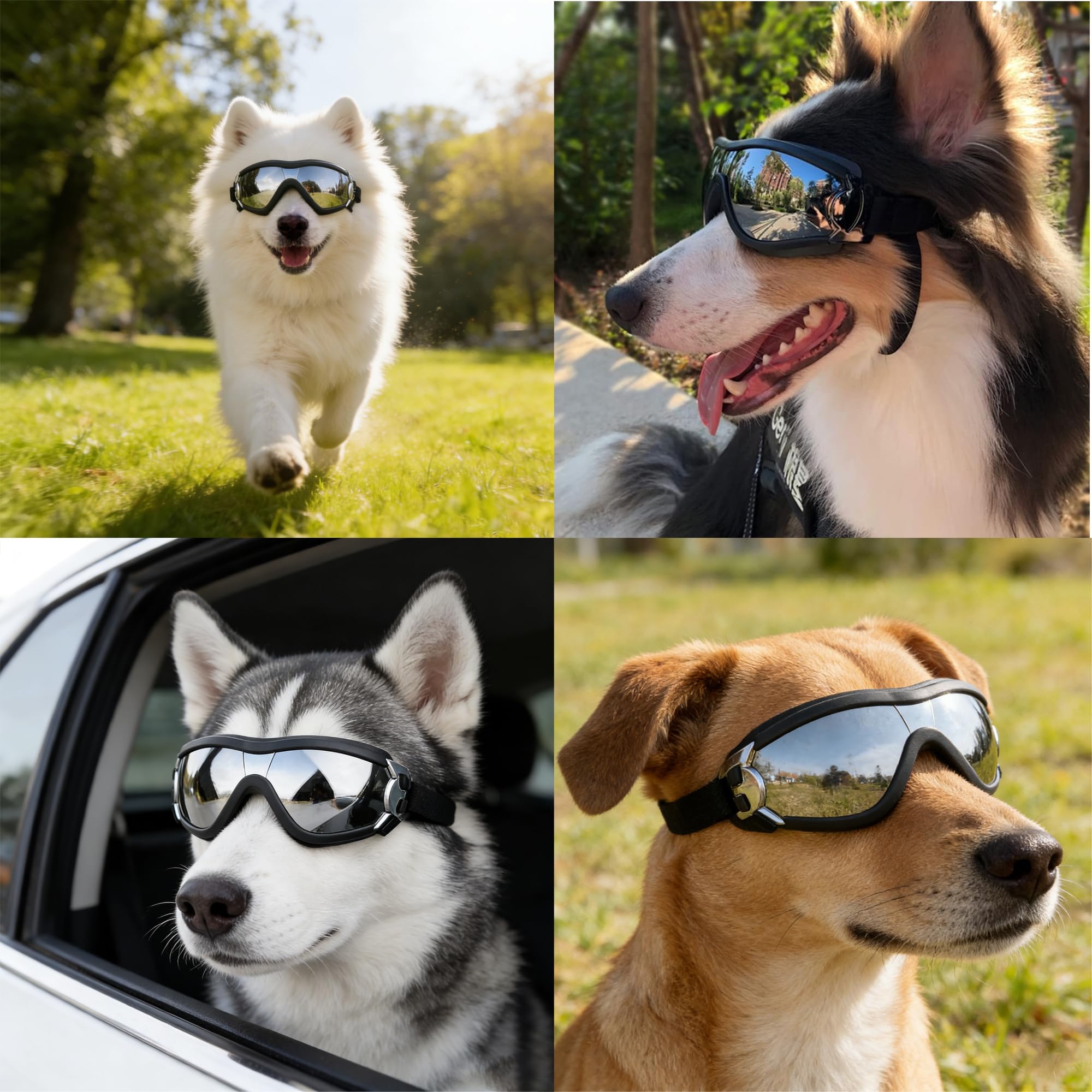 NAMSAN Hondenbril, zonnebrillen voor honden, oogbescherming, hondenbril met verstelbare bandjes, modieuze hondenveiligheidsbril voor kleine