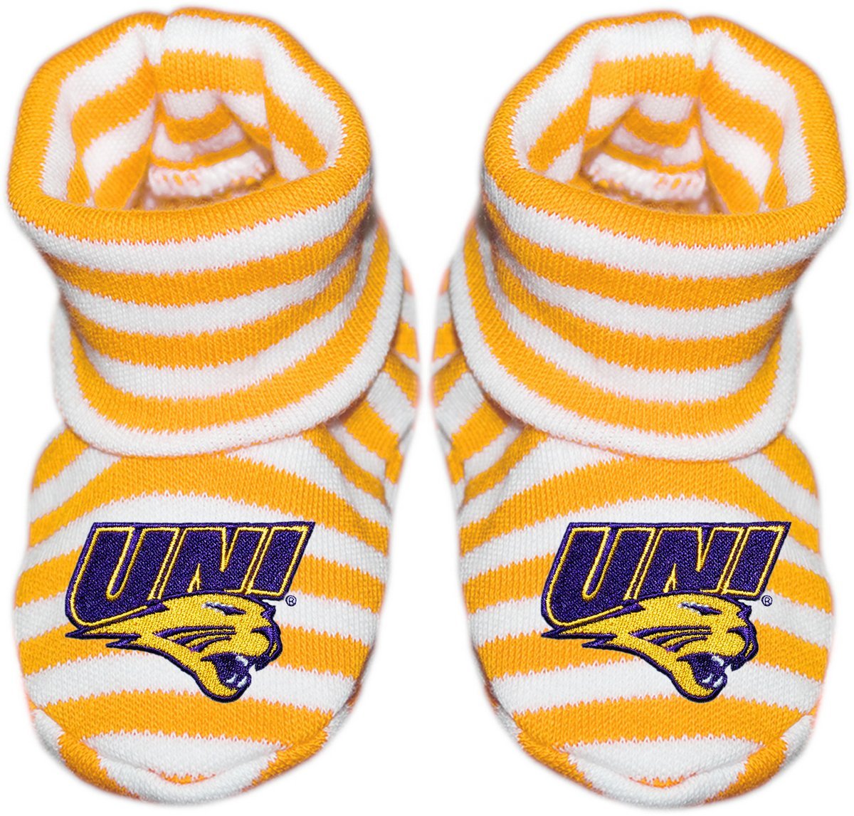 Creative Knitwear University of Northern Iowa UNI Newborn Baby Striped Bootie Sock