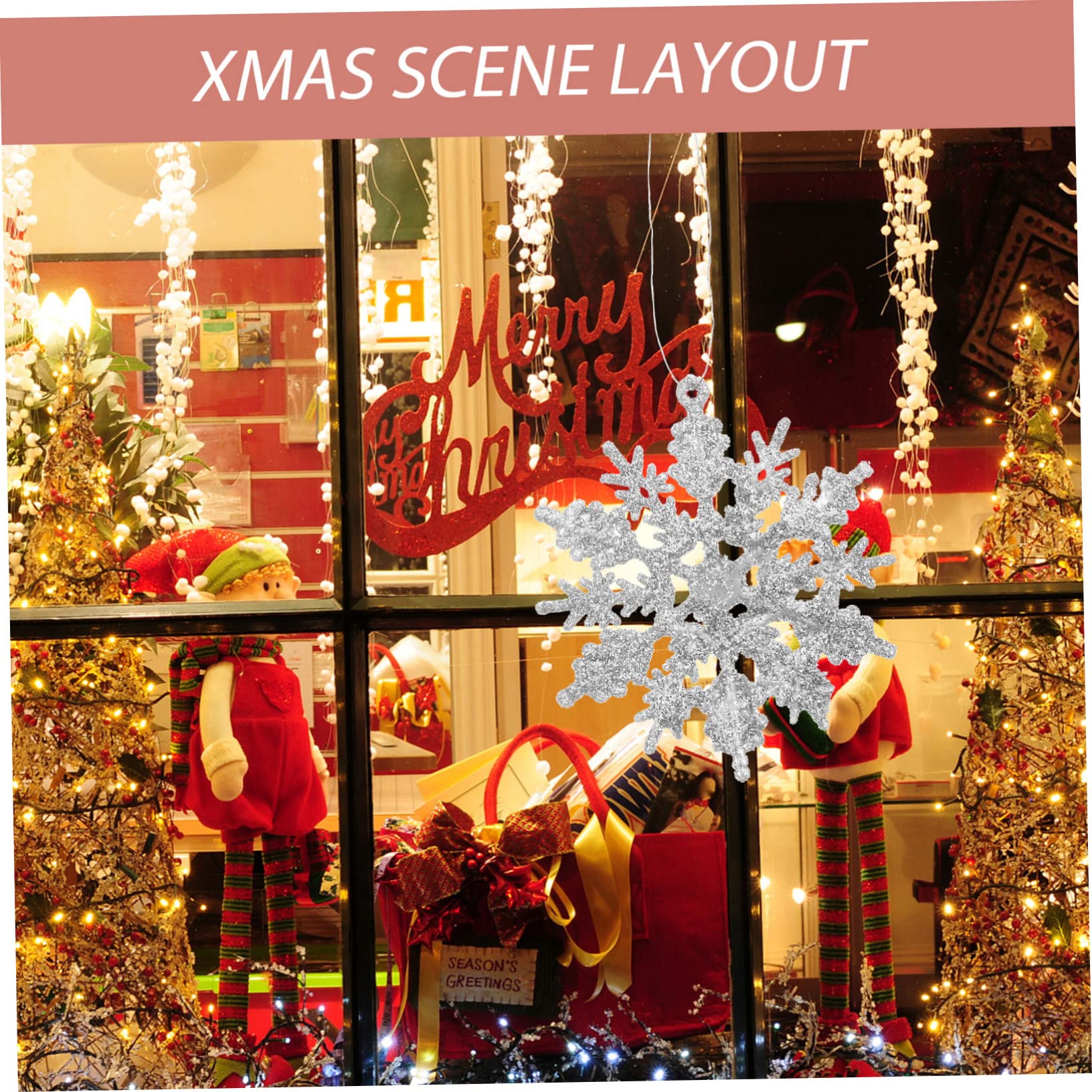 IMIKEYA 144 Pièces Flocons De Neige De Noël Flocon De Neige De Sapin De Noël Pendentif Flocon De Neige Scintillant De Noël Gros Flocons De Neige Décorations De Fête Plastique