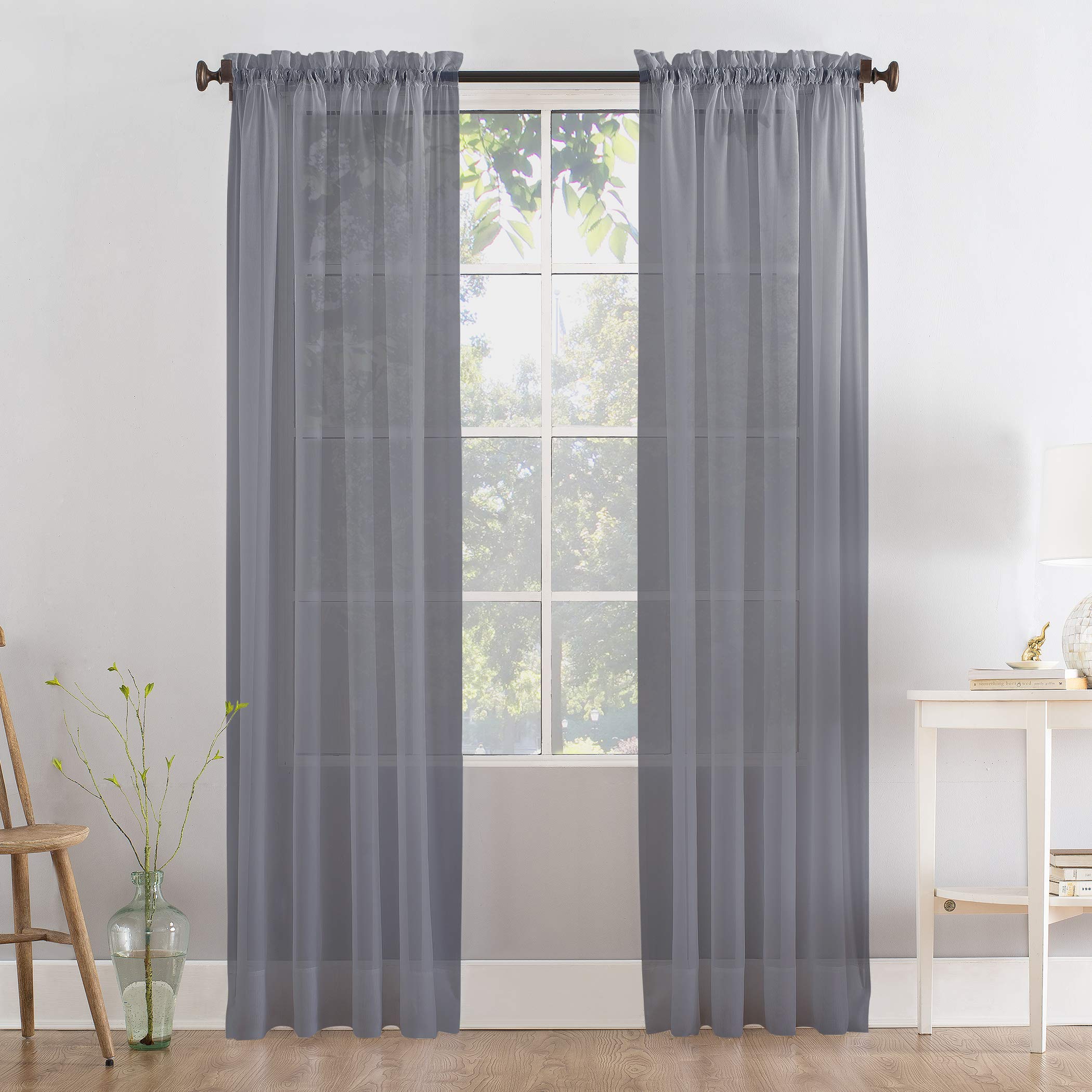 Megachest a pair of slot top voile curtains (Pure White, 56" wideX90 drop 2 Panels) — view 33