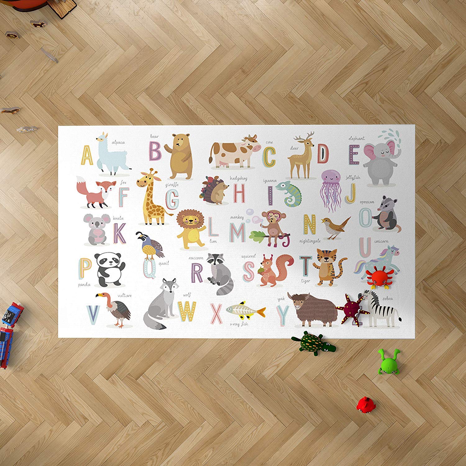 Oedim Alphabet Tiere Kinderteppichboden PVC Zimmer | 95 cm x 165 cm | PVC Teppich | Dekoration | Vinylböden | Sintasol Boden | Kinderschutzboden