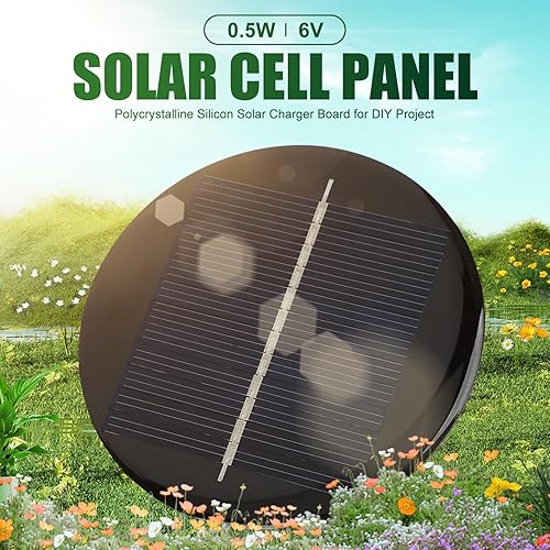 Miniatura 2 de EVTSCAN Mini panel solar de 2 piezas de 0.5 W 6 V, panel de células solares policristalinas redondas de 3 pulgadas, para reloj inteligente, cámaras