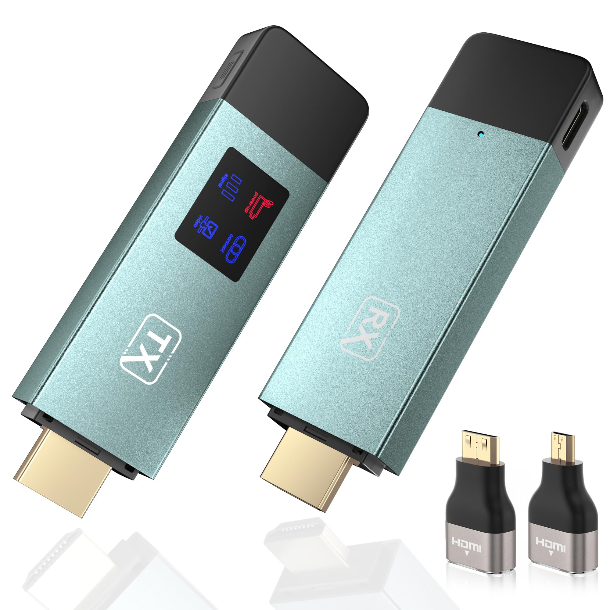 Bezprzewodowy transmiter i odbiornik HDMI, stabilne połączenie, 2,4 G/5 G, z ekranem LED, Plug & Play do strumieniowego przesyłania plików audio z laptopa, komputera PC do HDTV, projektora