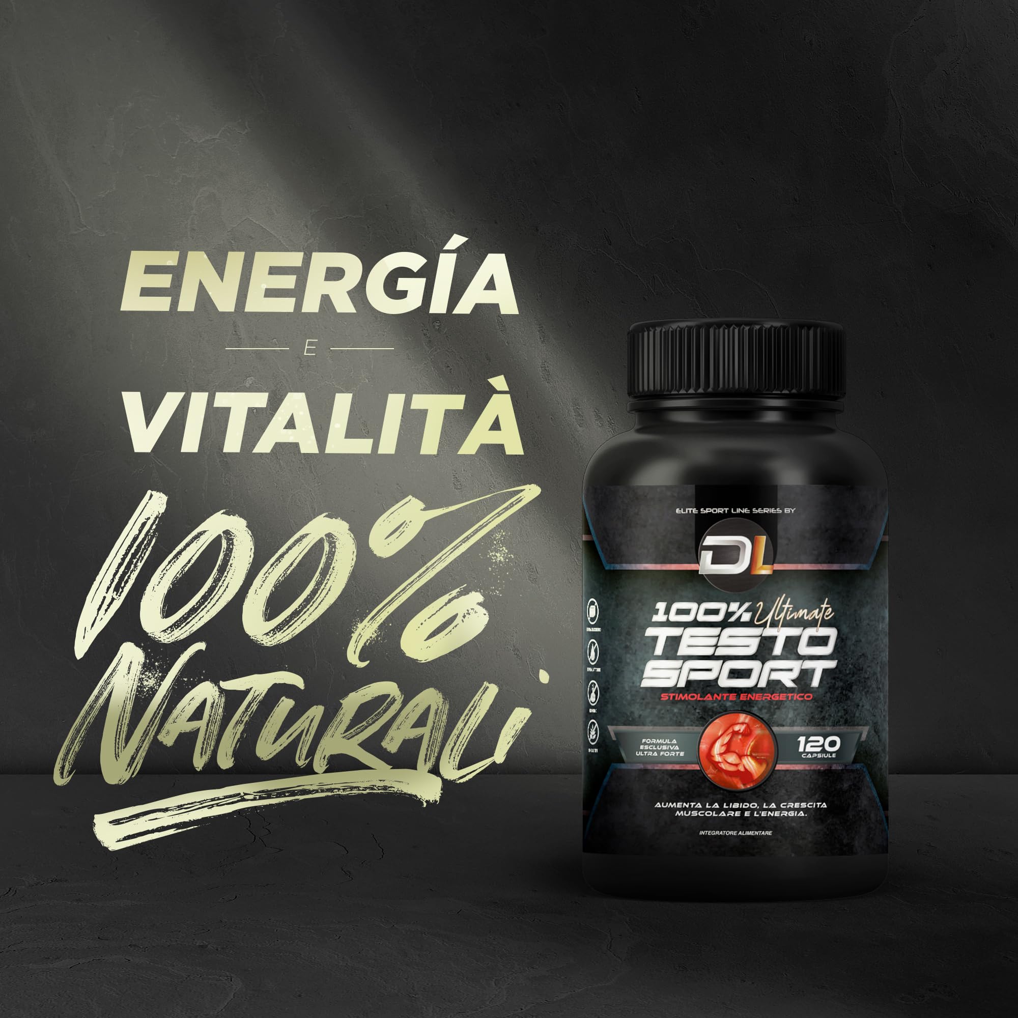 Healthy Fusion 100% ULTIMATE TESTOSPORT | Booster con Maca, aAhwagandha e Tribulus | Efficace potenziatore sessuale | Aumenta la massa muscolare | Energia e le prestazioni sportive | 120 capsule