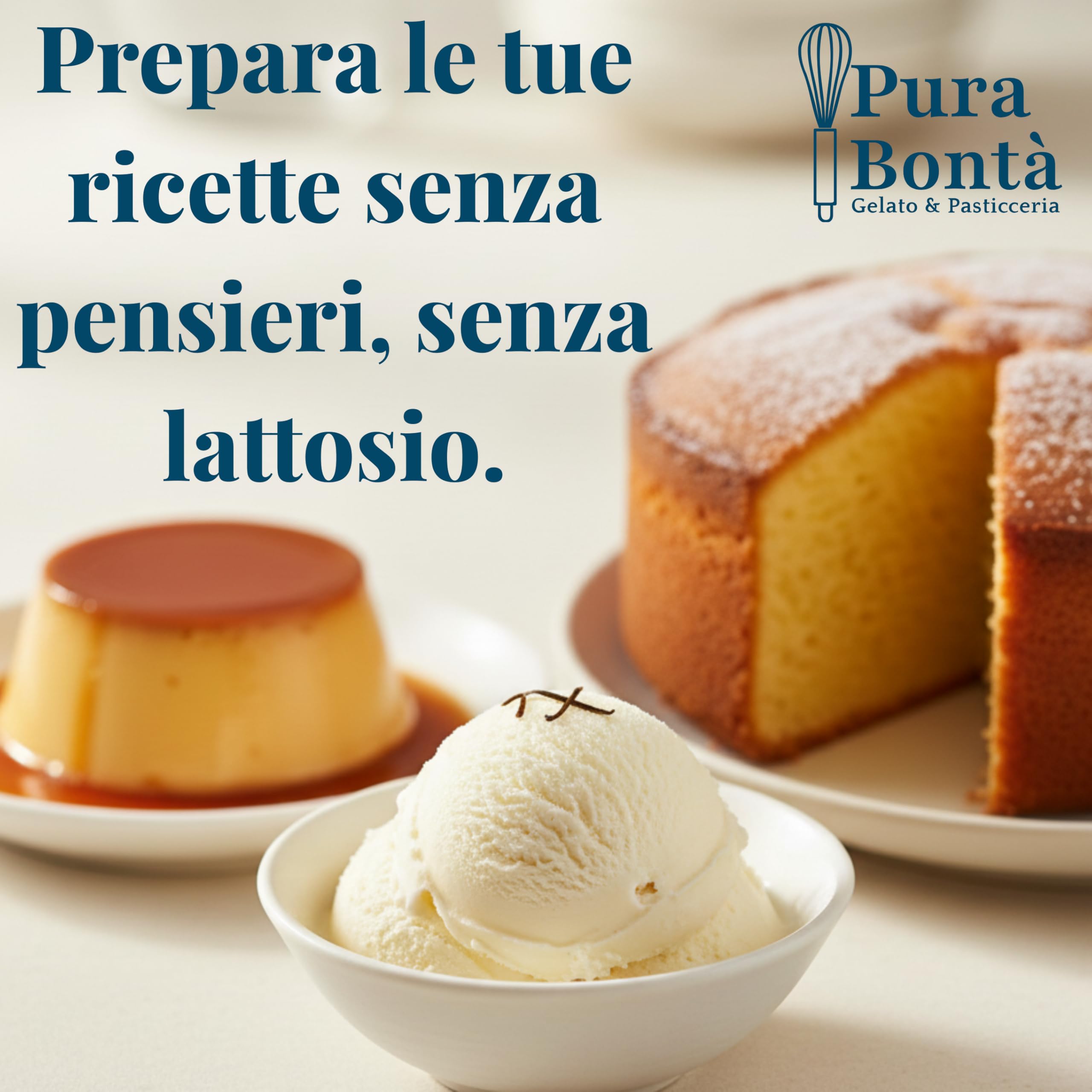 PURA BONTÀ Latte in Polvere Senza Lattosio 1kg | Scremato e Proteico | Ideale per Gelato Light, Dolci e Frullati | Confezionato in Italia