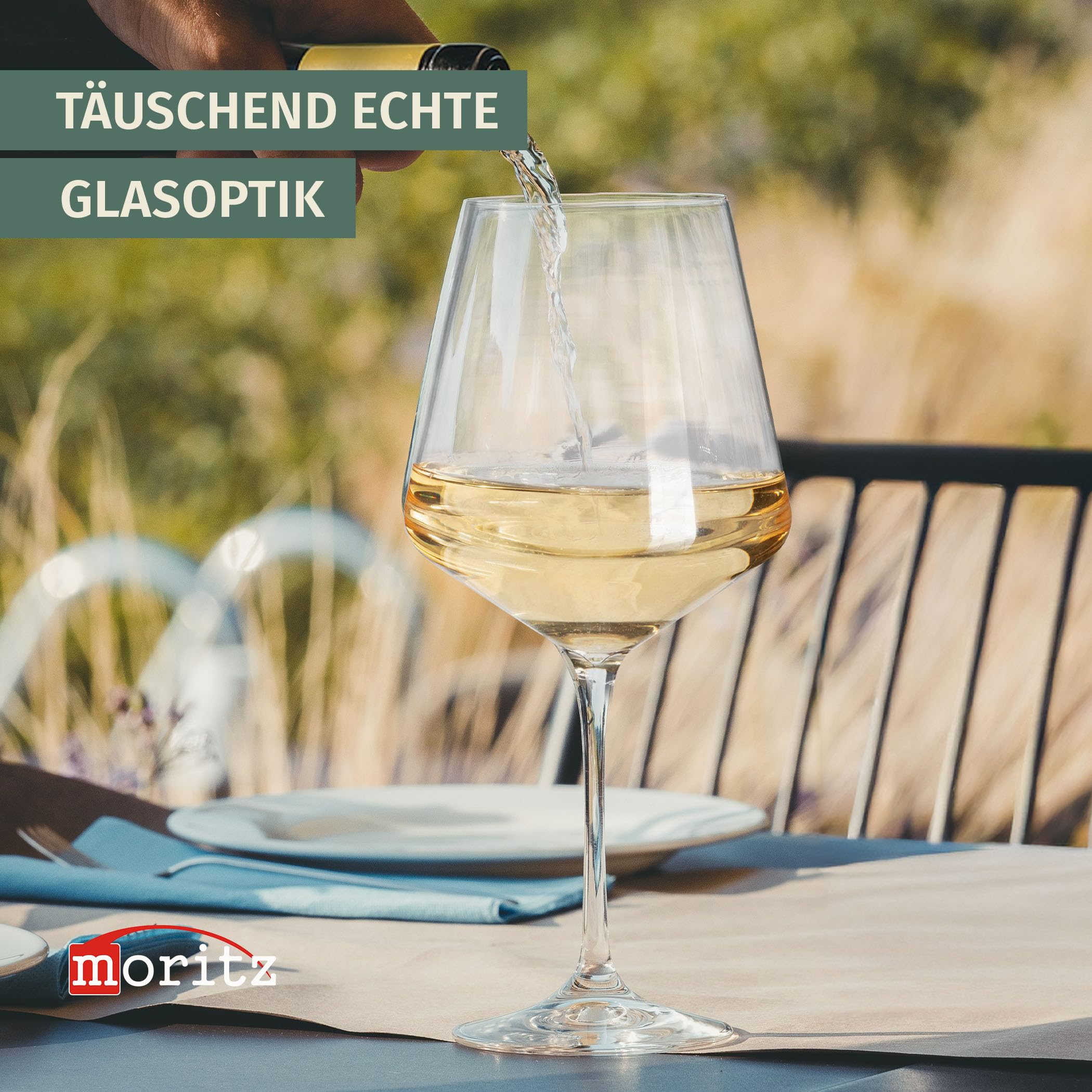 Moritz Milano Weingläser 460 ml Camping Gläser Polycarbonat 2 Stück bruchfest Weißwein Gläser Set kratzfest Weißweingläser
