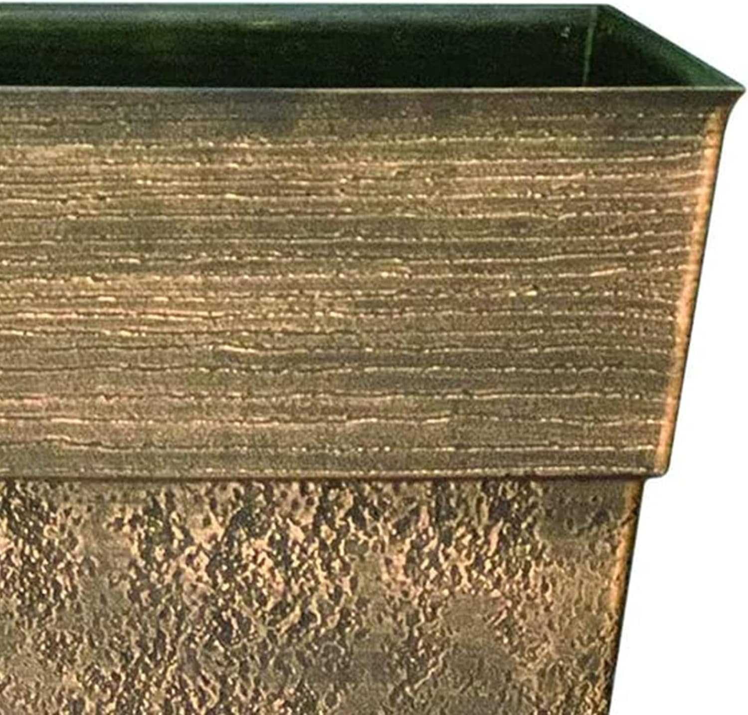 The HC Companies 22 Inch Avino Tall Square Planter - Decorative Indoor Outdoor Plant Pot for Front Porch, Deck, Patio and Home, Celtic Bronze