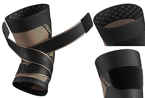 Miniatura 3 de NEENCA Rodillera de cobre con correas para mujereshombres, rodillera de compresión para dolor de rodilla, artritis, ACL, desgarro de menisco, alivio