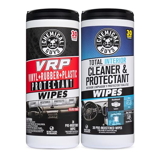 Chemical Guys Canister Wipes - VRP & Total Car Interior Cleaner & Protectant, Great for Cars, Trucks, SUVs, RVs, & More (60 Ct)