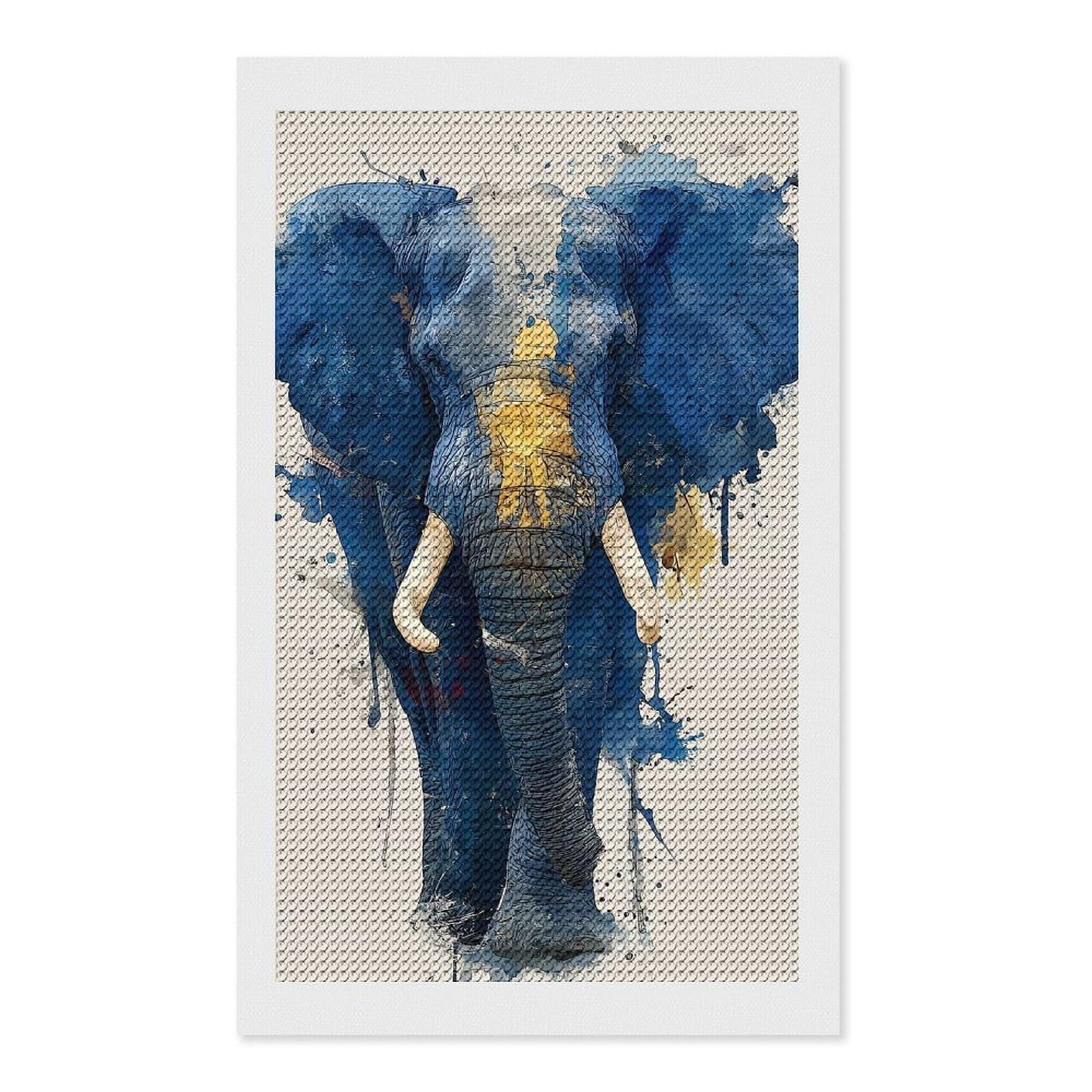 Junmoney Watercolor Elephant Portrait Diamond Art Canvas 12"x20", Easy Handmade Project, Complete Accessories, Bedroom Decor, Birthday Gift