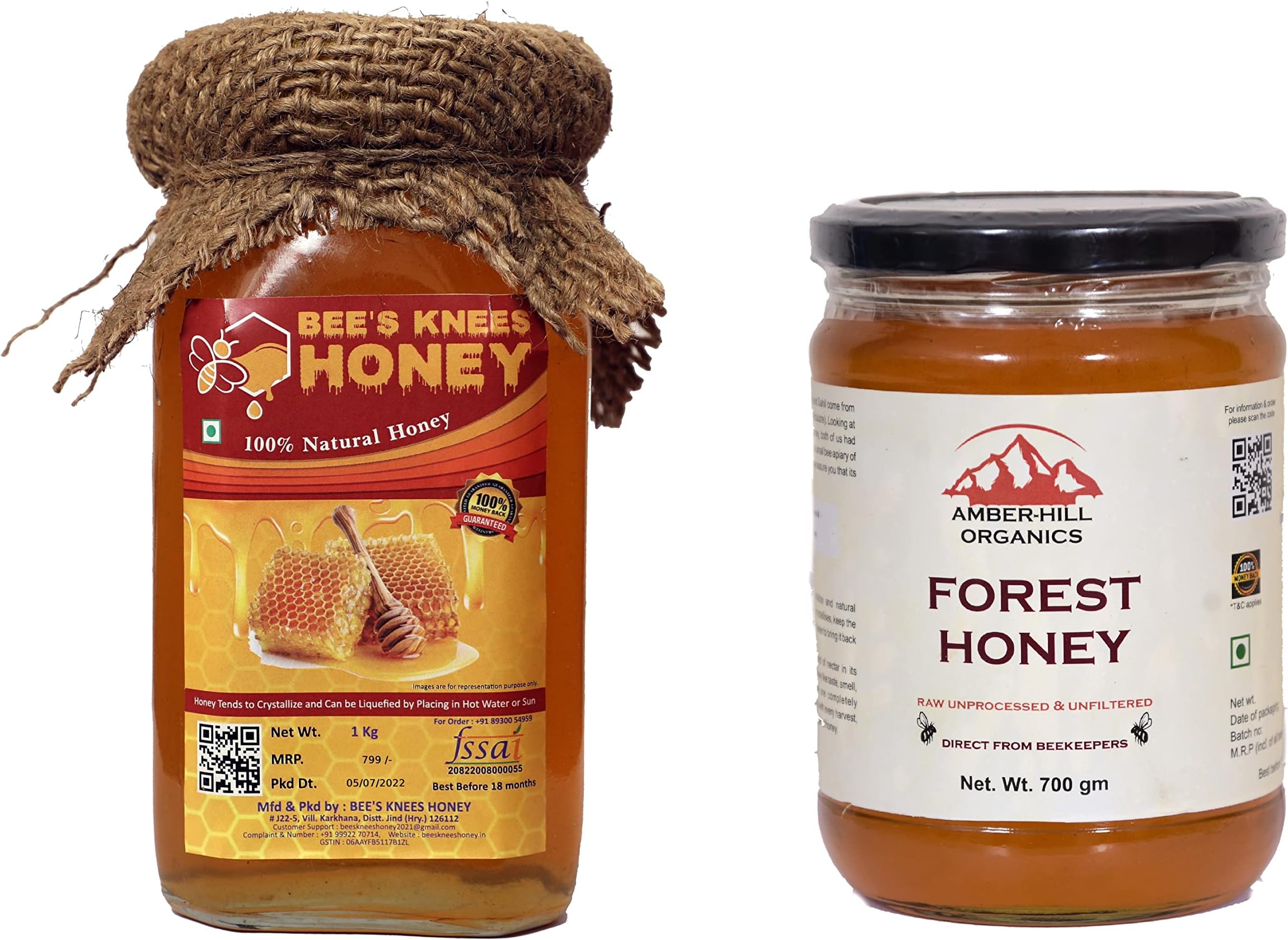 100% Pure Natural Honey |Combo 1kg + 700gm | Raw, Unprocessed,Natural | Direct from Beekeepers |