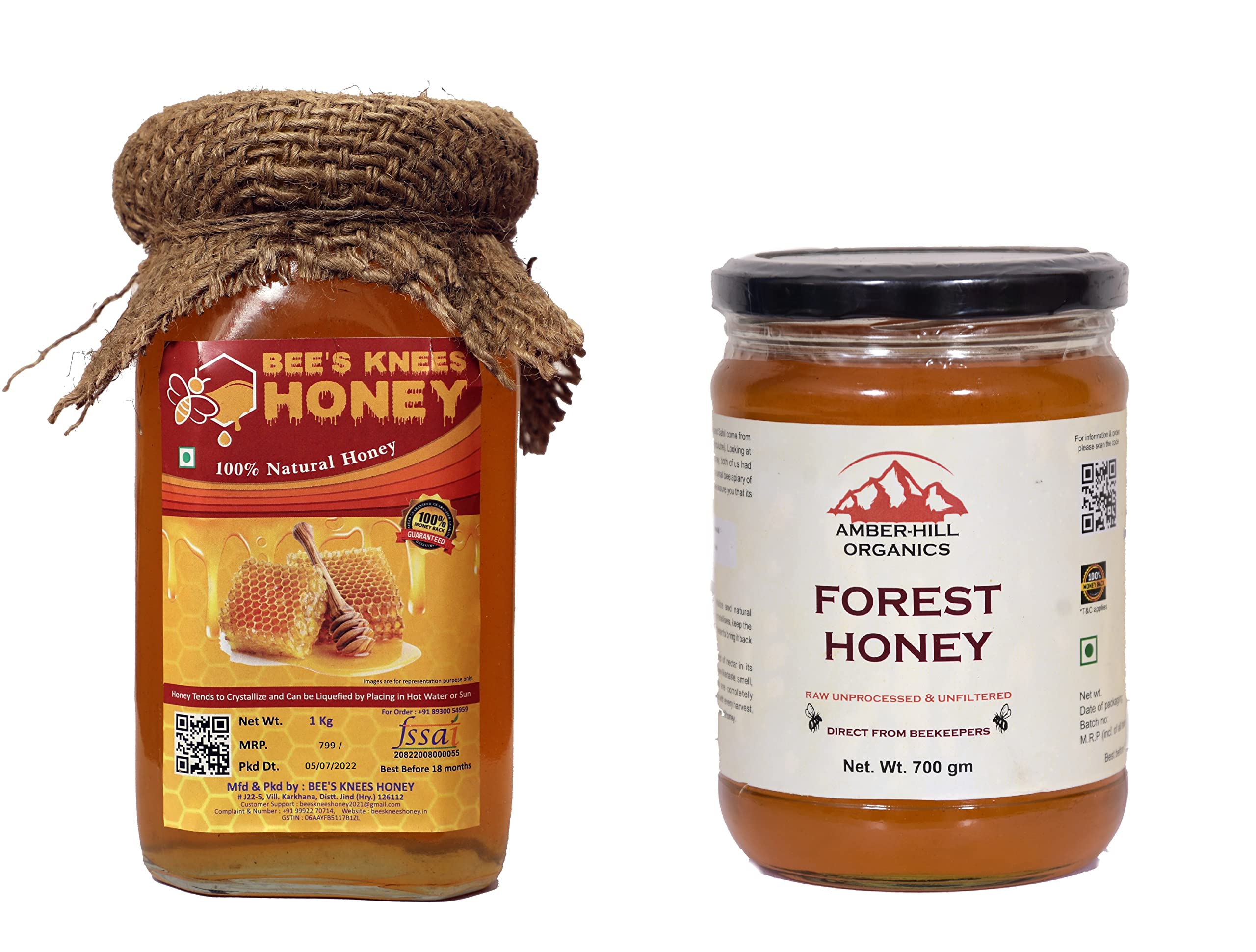 100% Pure Natural Honey |Combo 1kg + 700gm | Raw, Unprocessed,Natural | Direct from Beekeepers |