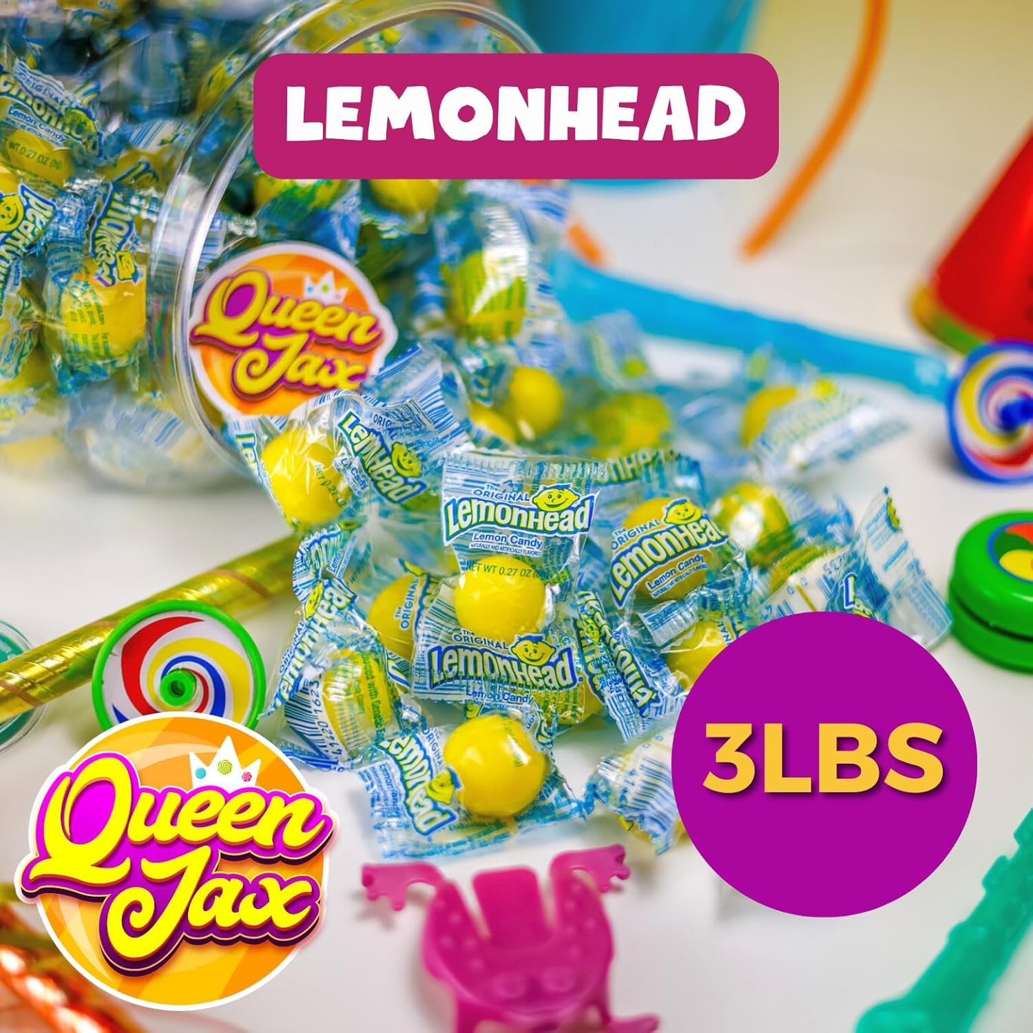 Lemonheads Candy - Lemon Candy - 3 LB Bag - Lemon Heads - Lemon Heads Large Bulk Candy - Lemonhead Candy Bulk - Lemon Hard Candy - Lemonhead Candy - Lemon Head Hard Candy - Queen Jax