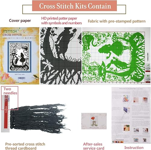 Miniatura 26 de ITSTITCH Kits de punto de cruz impreso, 11 quilates, 26 x 25 pulgadas, 100% algodón, regalo de vacaciones, kit de iniciación de bordado, patrones