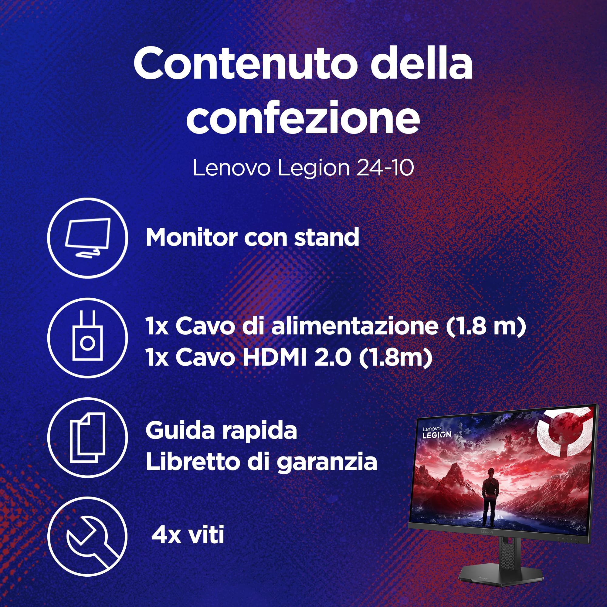 Lenovo Legion 24-15 24" Monitor Gaming IPS Full HD 240Hz 0.5ms DP 1.4 2x HDMI 2.1 AMD FreeSync Premium VESA 100x100