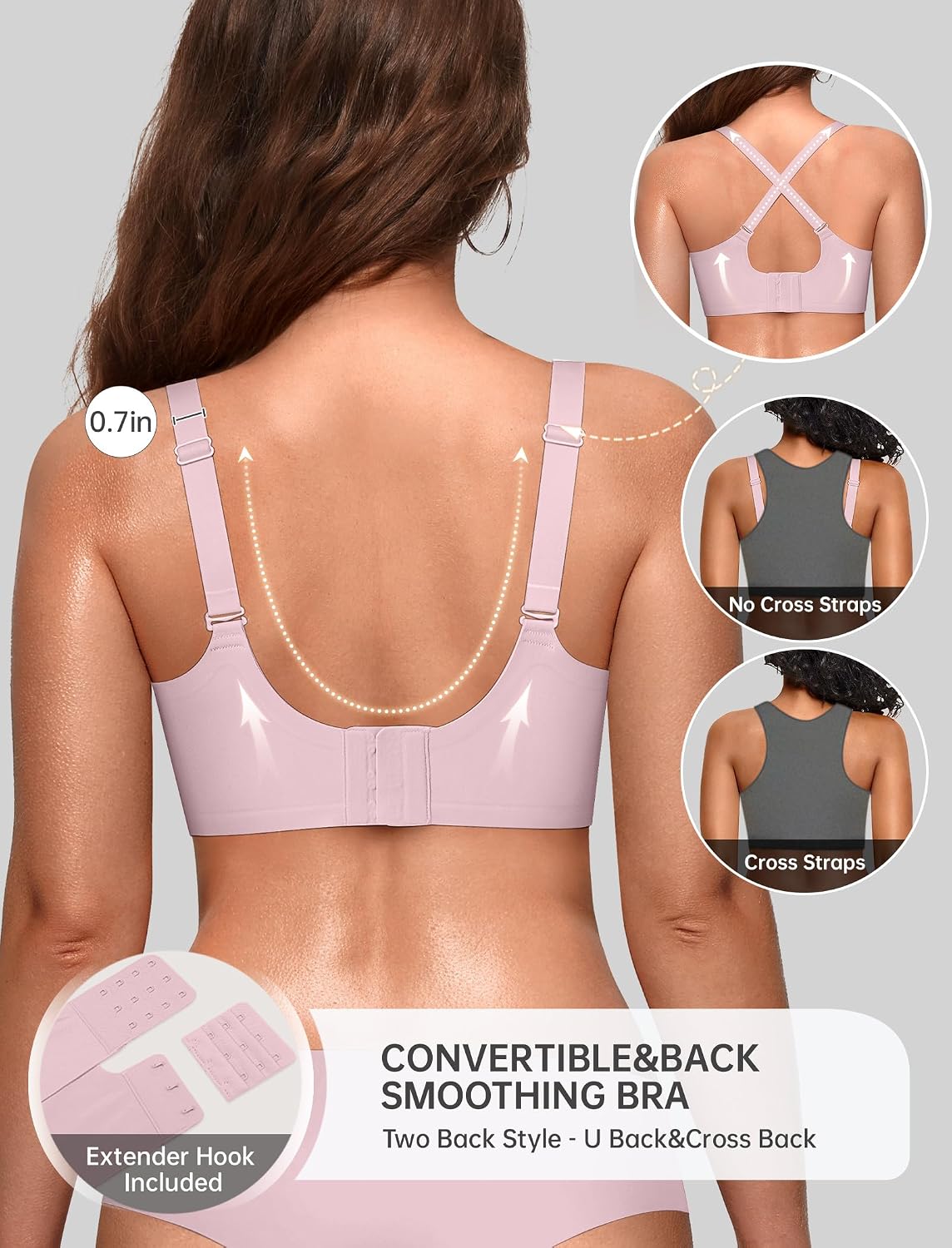 OEAK Womens Value Series Wireless Bras Push Up Soft Convertible Jelly Bra | Comfortable Bralette,No Underwire,Full Coverage,Support,Tshirt,Scalloped thumbnail