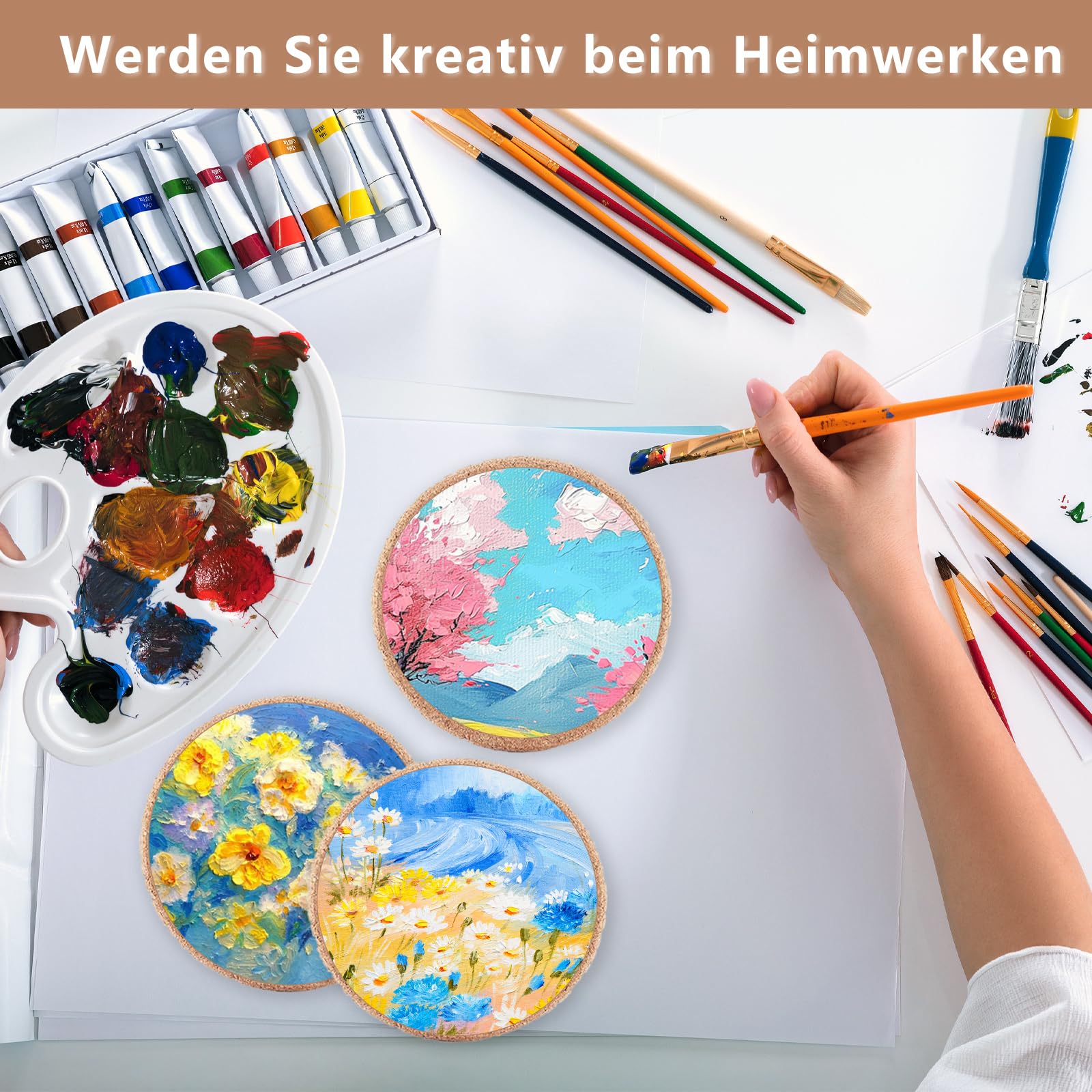 Lot De 6 Dessous De Plat Ronds En Liège - Diamètre 19 Cm, Résistants à La Chaleur, Pour Table Et Déco