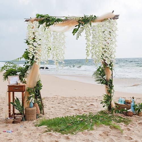 Miniatura 5 de 12 guirnaldas de flores artificiales colgantes de glicina artificial, enredaderas de flores falsas para bodas, fiestas, jardín, exteriores,