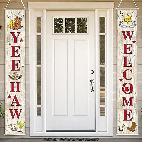 Blulu Decoraciones de fiesta temática de vaquero occidental, pancarta colgante para fiesta del salvaje oeste, cartel de bienvenida Yee Haw, letrero