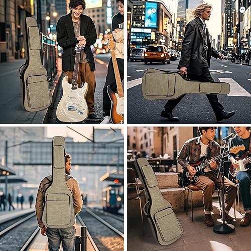 Miniatura 19 de LETSROCK Bolsa de guitarra acústica de 39, 40, 41 pulgadas, con acolchado impermeable de 0.5 pulgadas de grosor, correa de hombro ajustable, funda