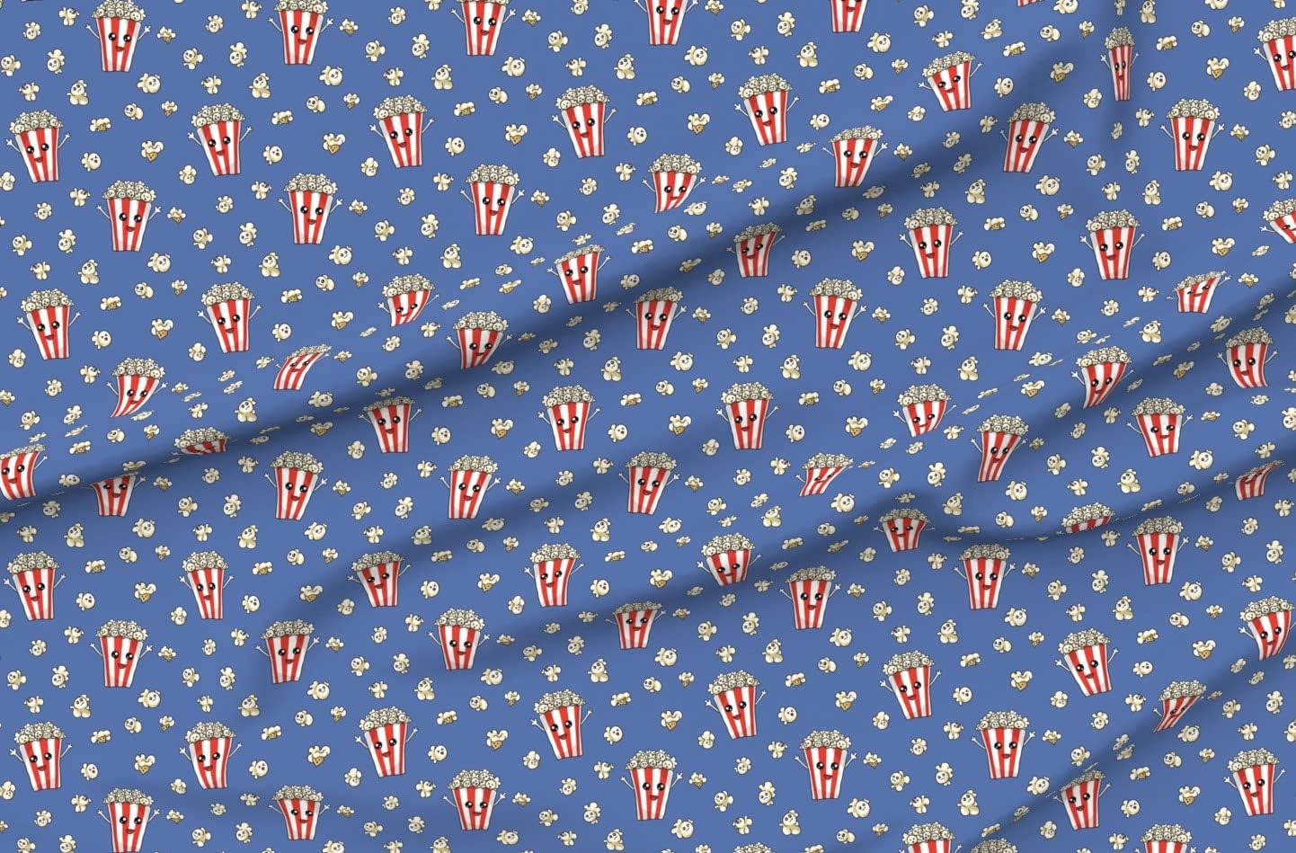 Spoonflower Fabric - Pop Popcorn Cute Food Kawaii Theater Printed on Petal Signature Cotton Fabric Fat Quarter - Sewing Quilting Apparel Crafts Decor