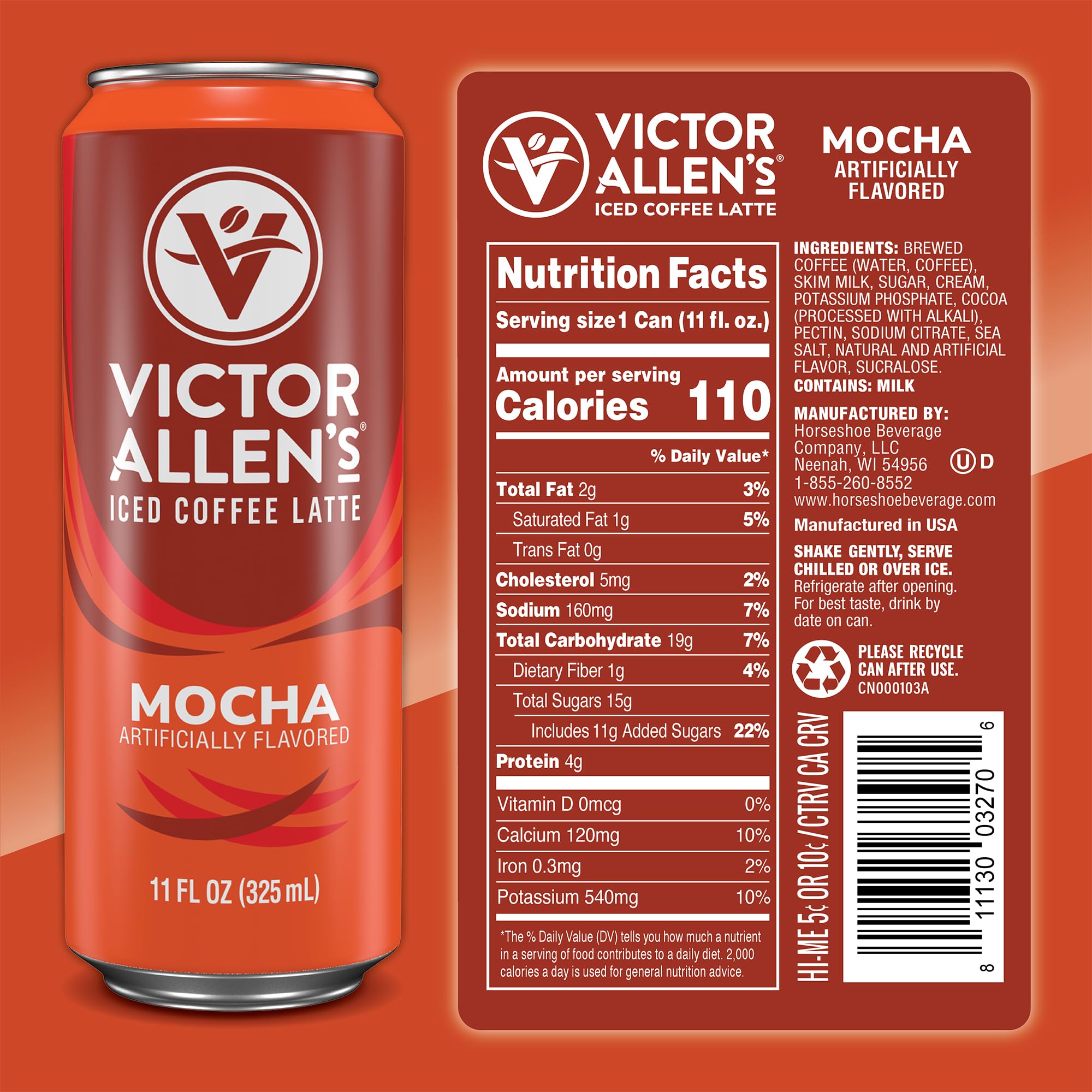 Amazon.com : Victor Allen's Coffee Mocha Iced Canned Coffee Latte