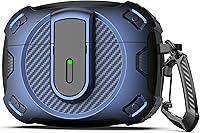 Vista 64 de RFUNGUANGO Funda para AirPod de 2ª generación con kit de limpieza, armadura protectora de carcasa dura militar con bloqueo para funda de carga