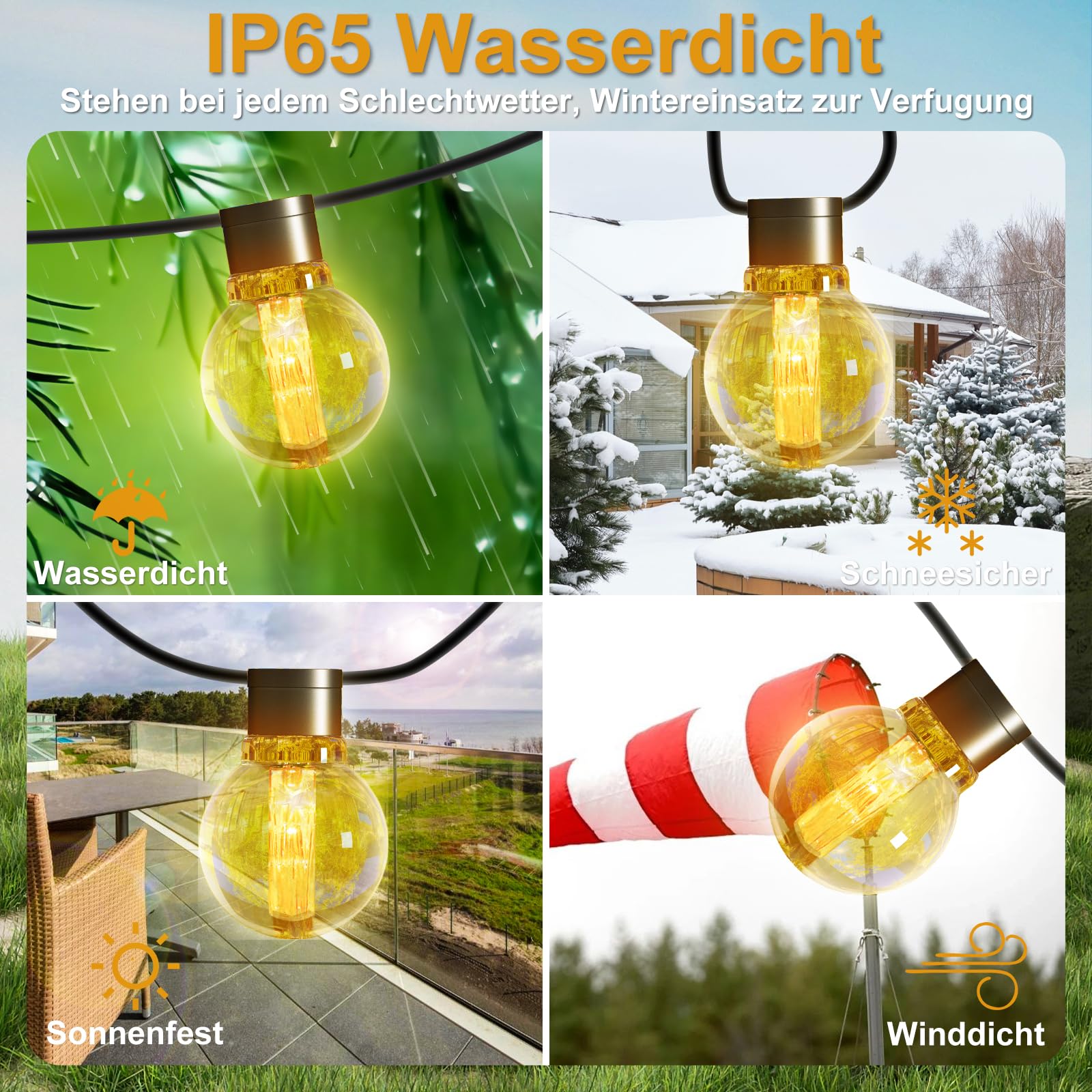 Zewnętrzne solarne łańcuchy świetlne, 9 m, 20 diod LED, 8 trybów, wodoodporność IP65, z pilotem zdalnego sterowania, łańcuch świetlny do ogrodu, na balkon, do dekoracji domu
