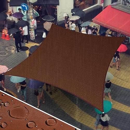 Amgo AMWTPS9.5 - Toldo rectangular impermeable marrón de 9.5 x 9.5 pies, protección del 95% de los rayos UV, resistente al agua, para exteriores,