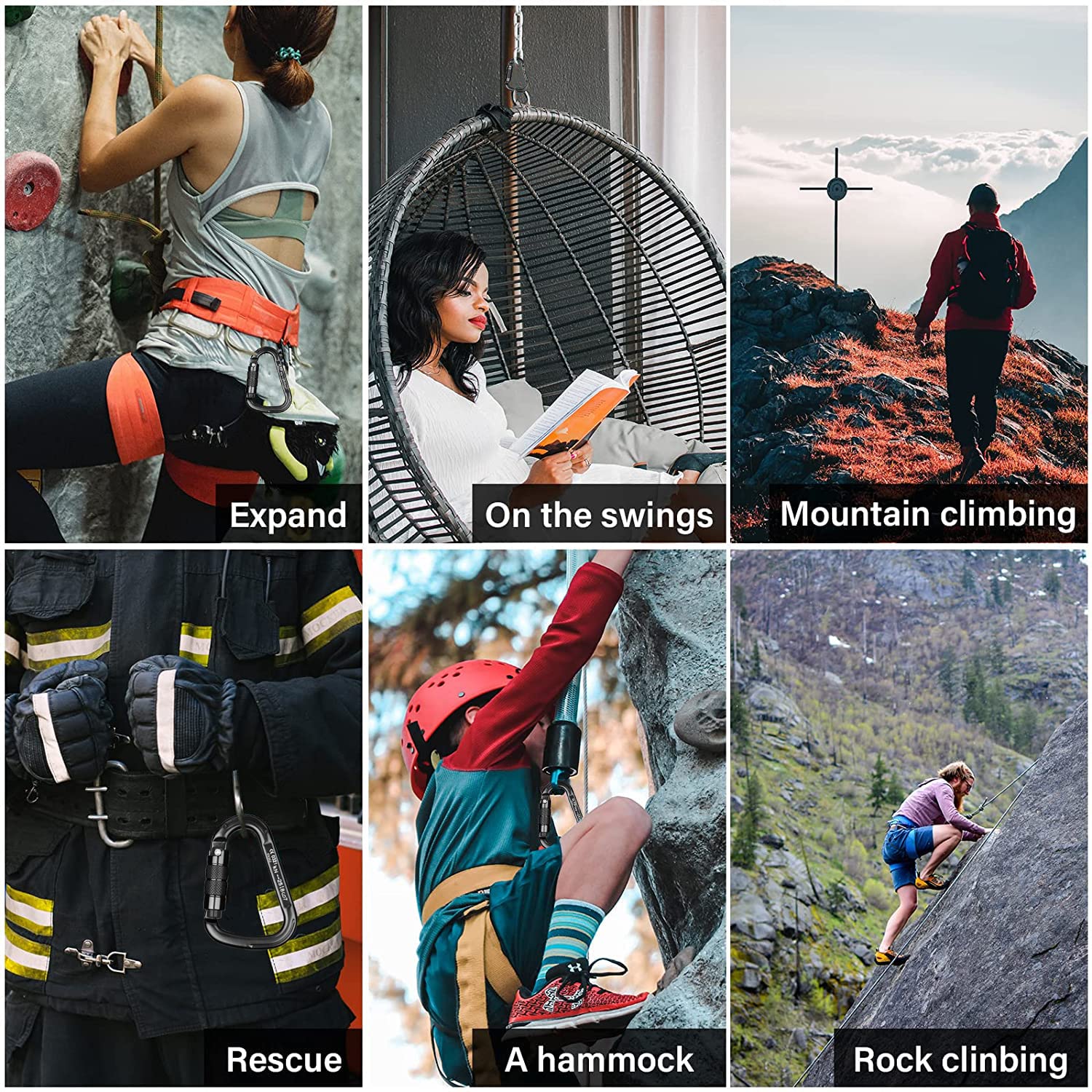 RIGINADO Kletterkarabiner 25 KN – Automatisch Verriegelnd, UIAA/CE-zertifiziert – Für Hängematte, Hundeleine, Camping & Alltag RIGINADO Kletterkarabiner 25 KN – Automatisch Verriegelnd, UIAA/CE-zertifiziert – Für Hängematte, Hundeleine, Camping & Alltag