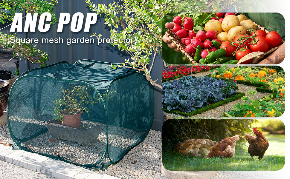 4 Pack Pop Up Garden Plant Covers - 39"x18"x16", Mesh Net With Ground Stakes, Protect Veggies From Animals