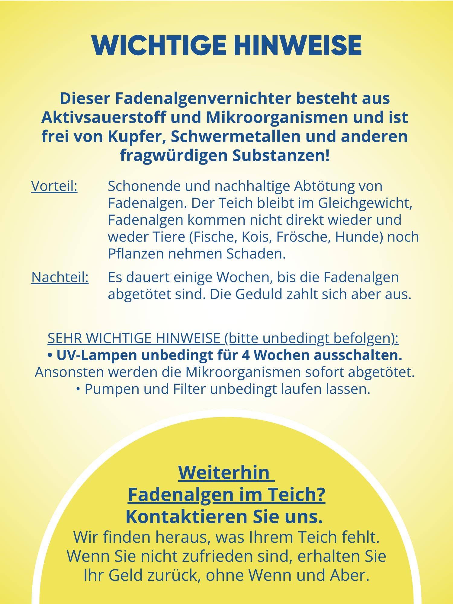 AGUALEVE® Fadenalgenvernichter 1kg *NEU* | bioverträgliche Algenvernichtung ohne Schwermetalle | Markenqualität Made in Germany | für 33.000 Liter Teichwasser | Note 1,1