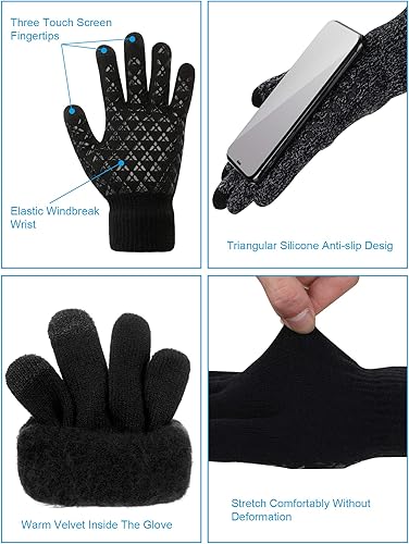 Miniatura 3 de SATINIOR 6 Pieces Ear Warmer Headband Warmer Face Mask Fleece Neck Gaiter Touch Screen Winter Knit Gloves for Men and Women