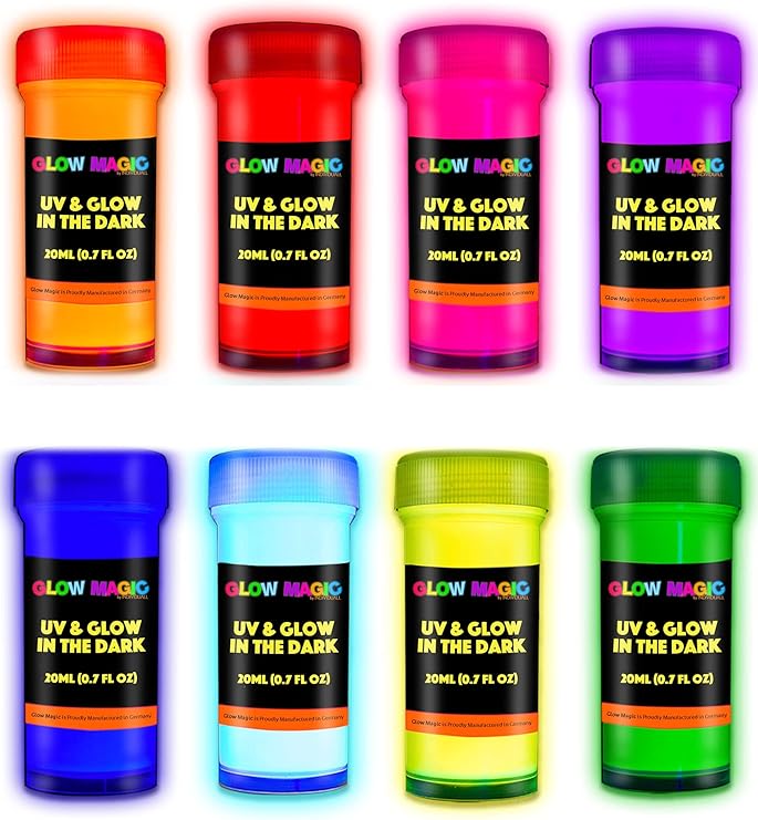 Farbe Die Im Dunkeln Leuchtet Ohne Schwarzlicht individuall Glow in The Dark Leuchtfarben Set | Nachleuchtende Neon