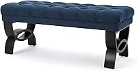 Vista 1 de Christopher Knight Home Scarlett Fabric Ottoman Bench, Dark Blue 17.25”D x 41.00”W x 16.75”H