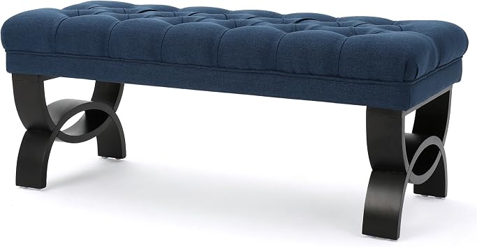 Christopher Knight Home Scarlett Fabric Ottoman Bench, Dark Blue 17.25D x 41.00W x 16.75H