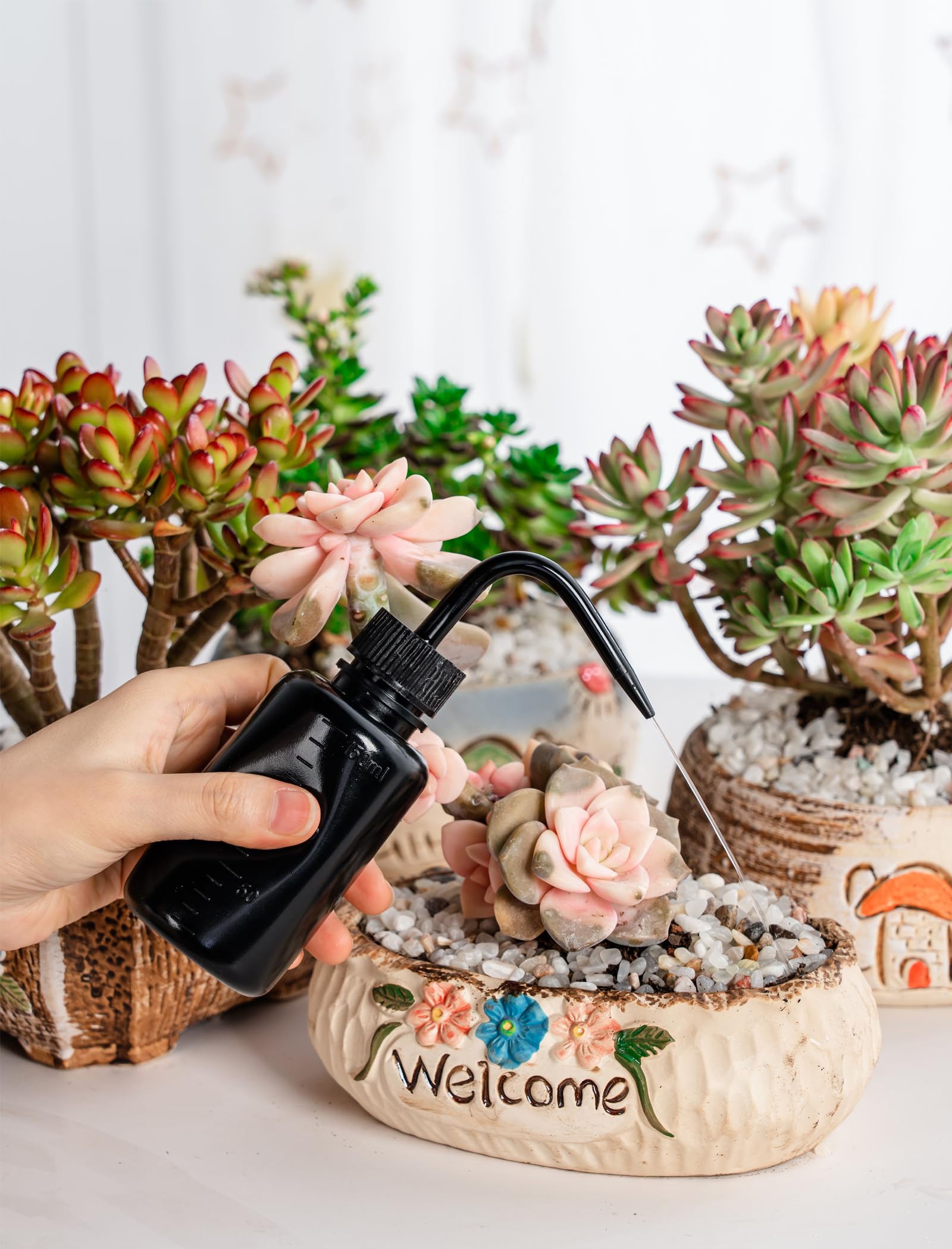 Melphoe Tattoo Wash Bottle Squeeze, 2Pcs 500ml Water Squirt Bottle Succulent Watering, Safety Rinse Watering Tools, Tattoo Supplies, Irrigation Sprinkling Can Wash Plant (Pink)