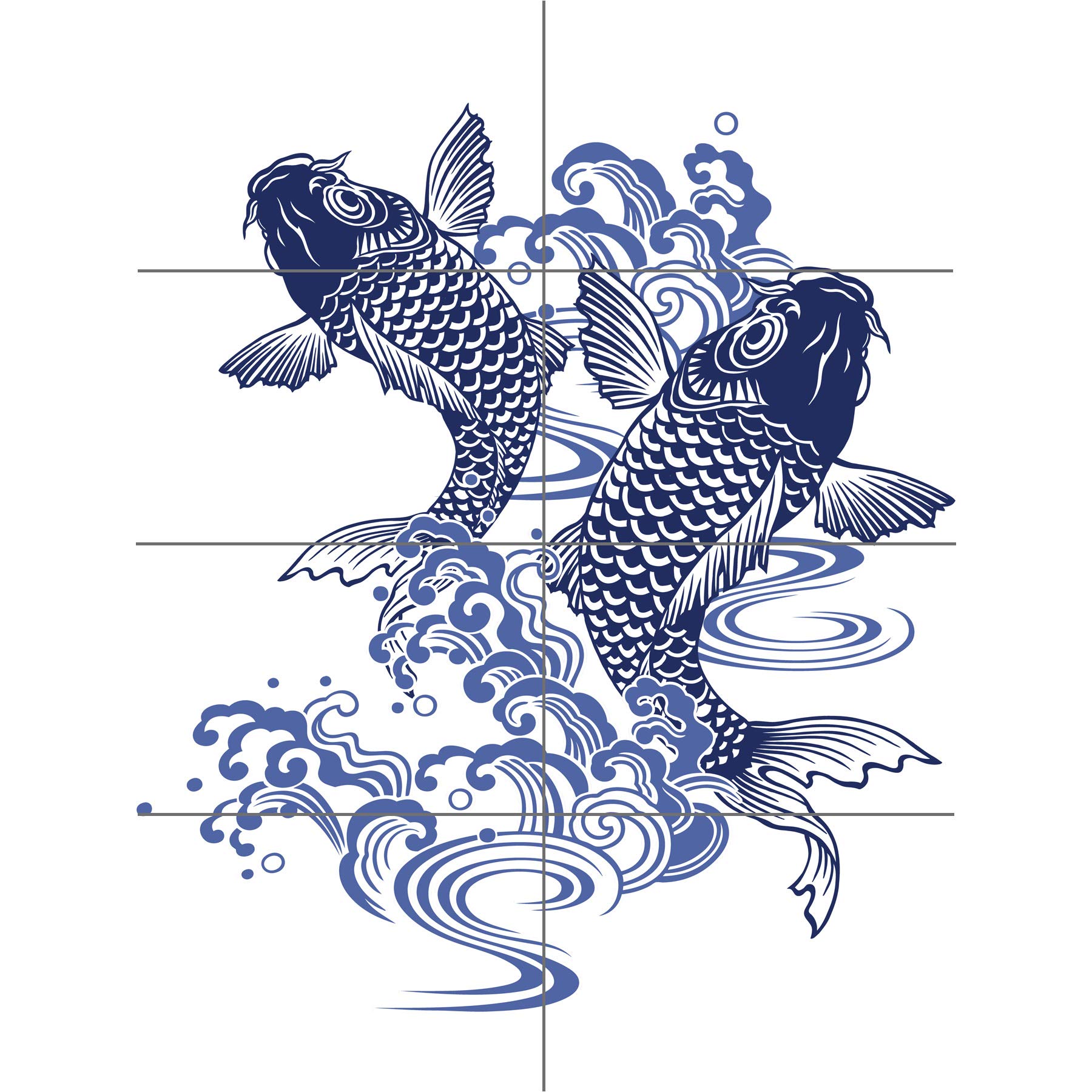 Artery8 Japanese Koi Carp Illustration XL Giant Panel Poster (8 Sections)