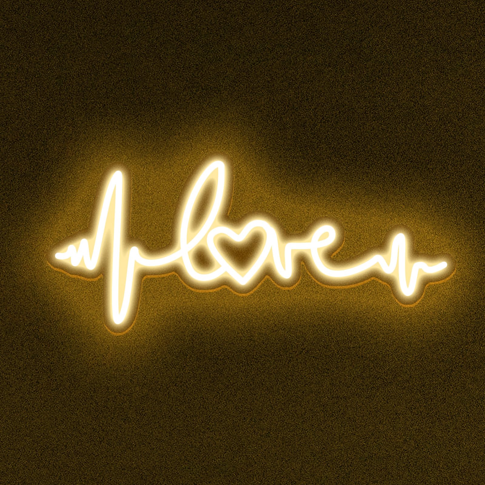 Love Neon Signs LED Heartbeat Shape Night Lights Sign for Wall Decor USB Power Swith Light up Sign for Man Cave Home Room Christmas Club Valentines' Day 5v (18.11"X7.87") — image 1