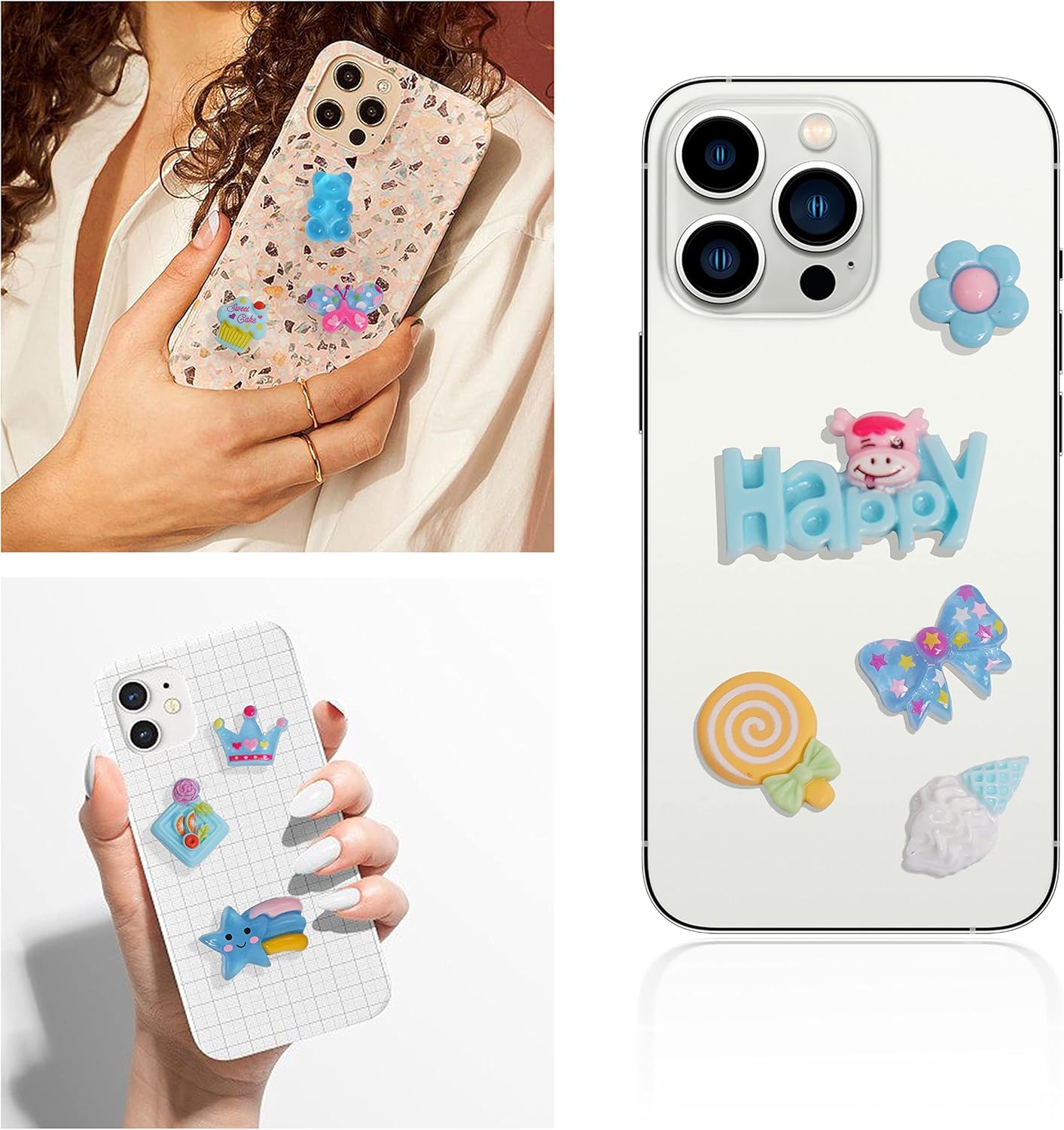 120Pcs Blue Slime Charms, Resin Flat Back Candy Charms Set, Ornament Scrapbooking DIY Crafts - Image 5