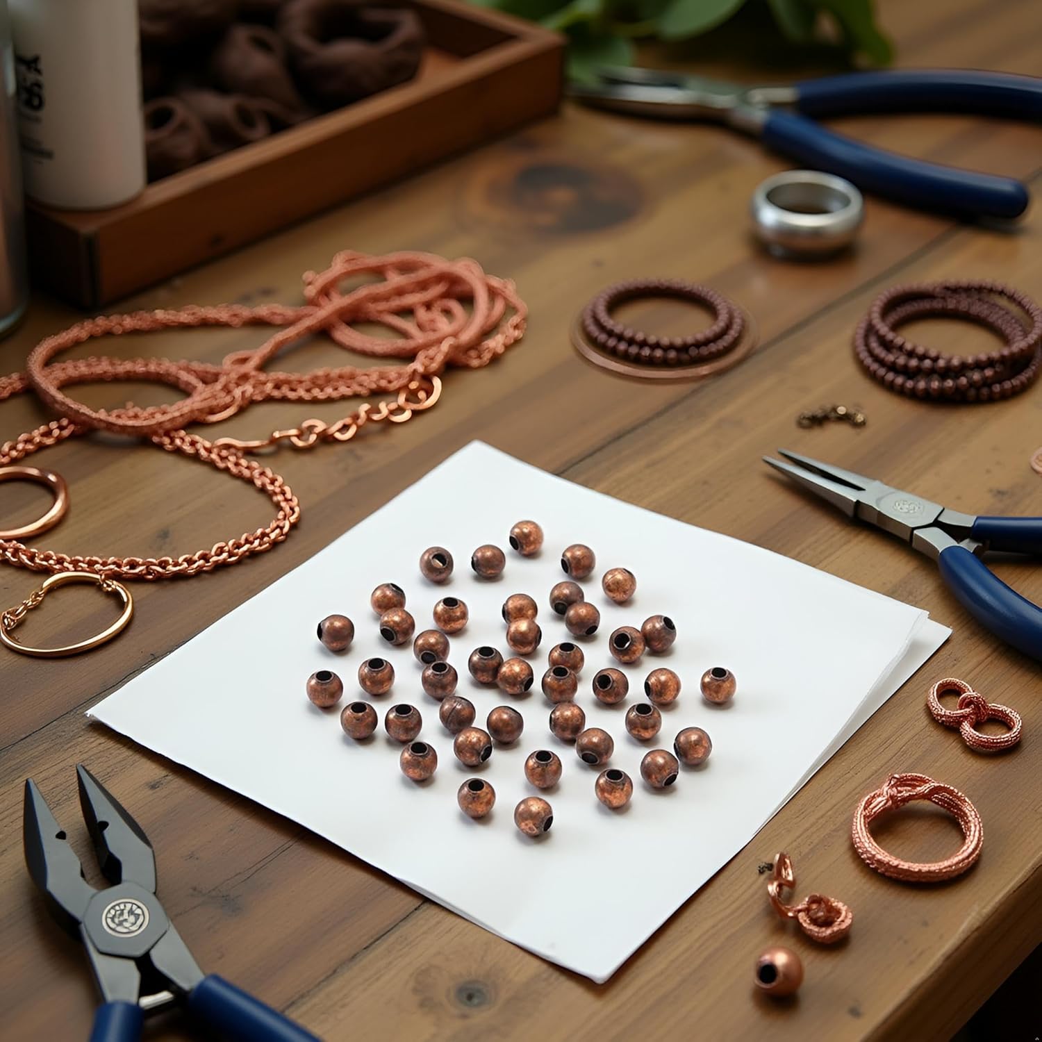 100Pcs 5mm Antique Copper Round Spacer Beads Smooth Ball End Seed Metal Beads for Jewelry Making Findings Accessories Supplie (0.20inch),Beading and Jewelry Making，Beading Supplies - Image 3