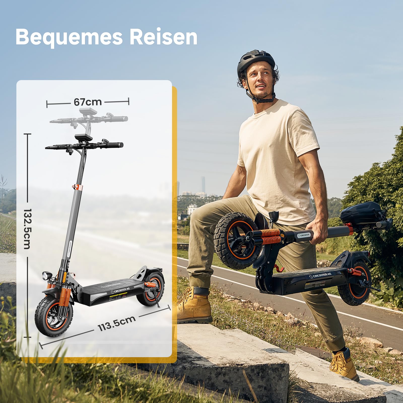 CIRCOOTER M2 E Scooter mit Straßenzulassung, 10 Zoll Offroad E-Roller, Bis 60–70KM Reichweite, Blinker, Bis 150KG Tragkraft, Faltbarer Elektroscooter für Erwachsene & Pendler