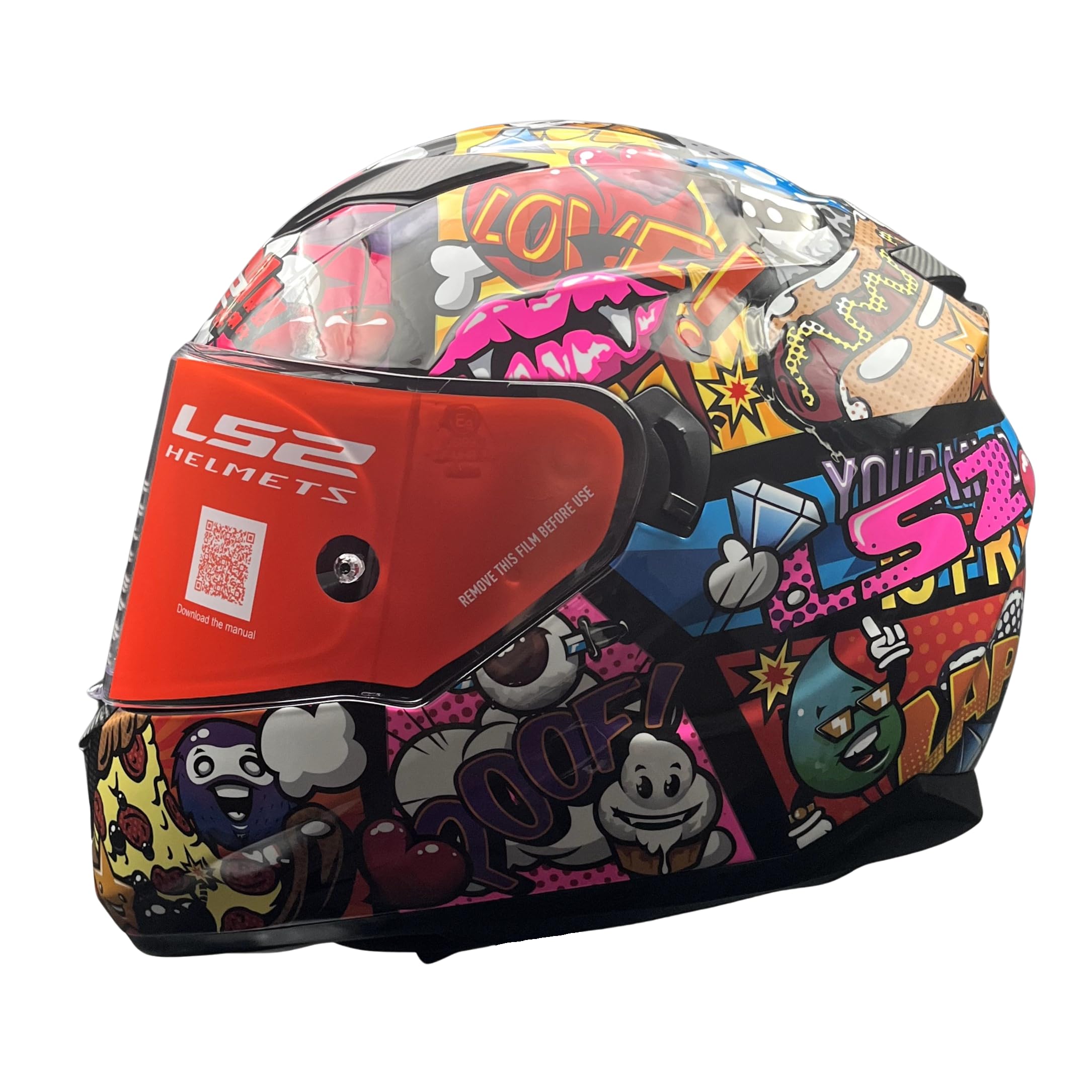 LS2 Helmets - FF320 Stream Evo - Comics - Gloss Black - Dual Visor Helmet with Anti Fog Lens and Double D Ring Chin Strap