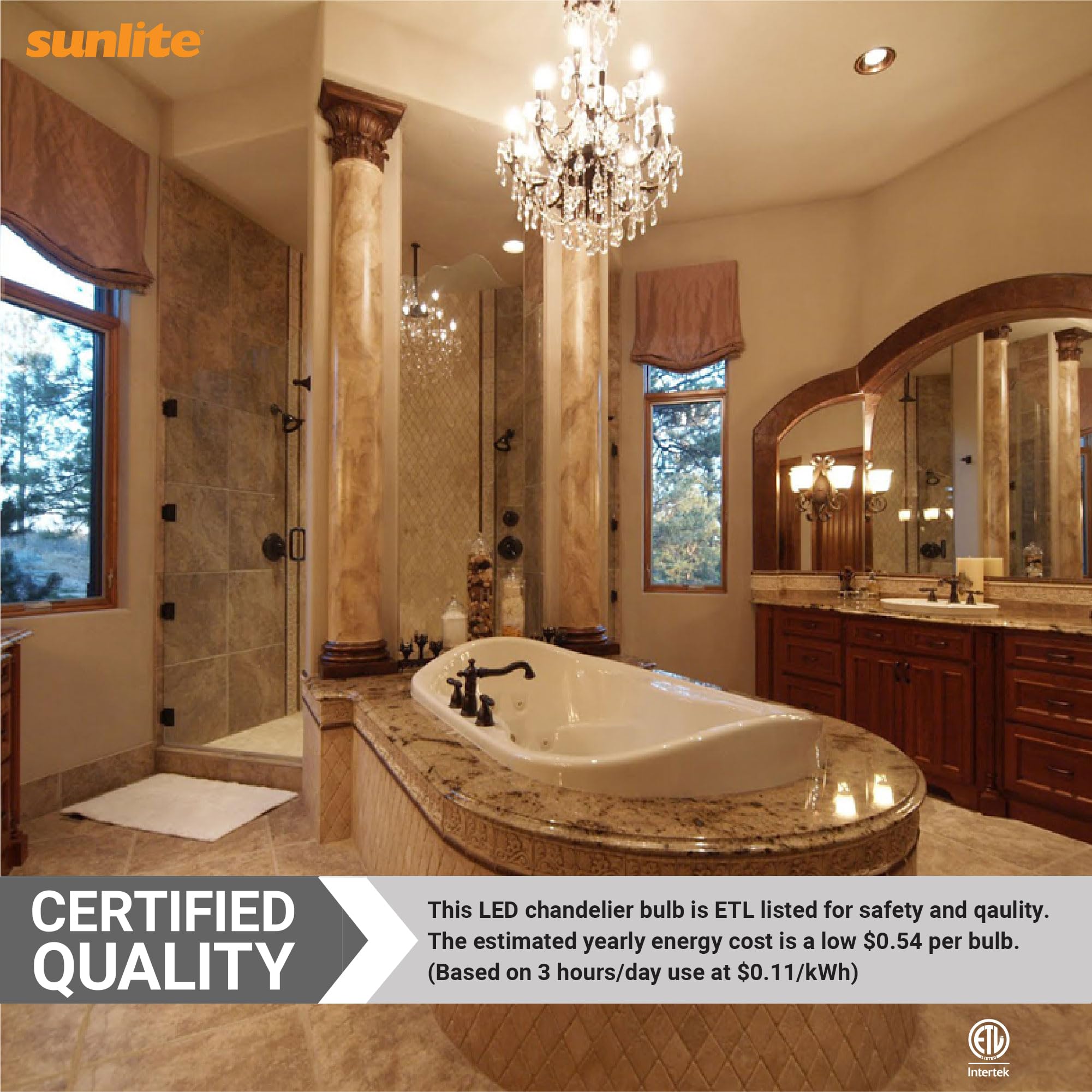 Sunlite LED B11 Clear Torpedo Tip Chandelier Light Bulb 4 5 Watts 40W Equivalent 300 Lumens Candelabra E12 — view 4