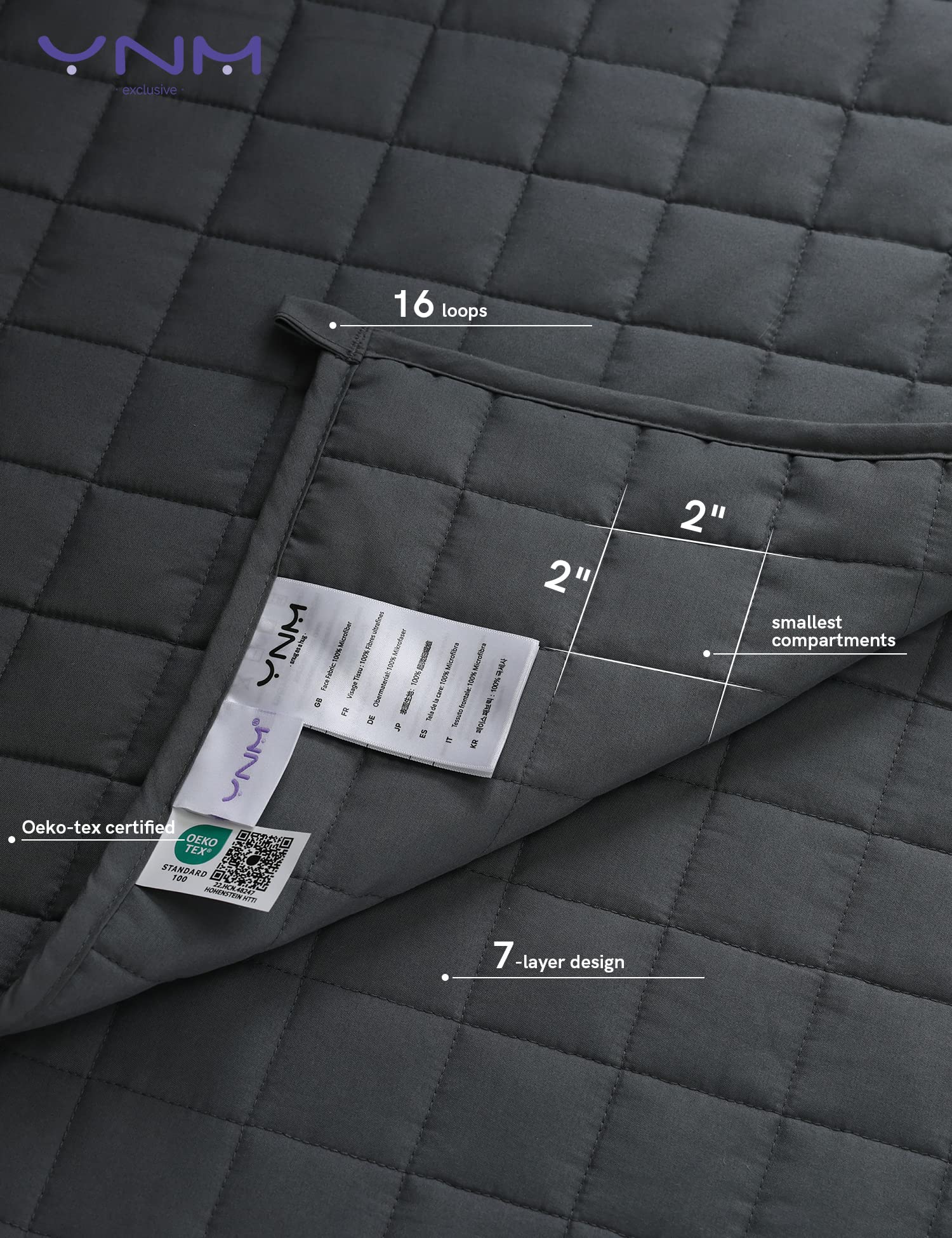 YnM Exclusive 25lbs Weighted Blanket, Smallest Compartments with Glass