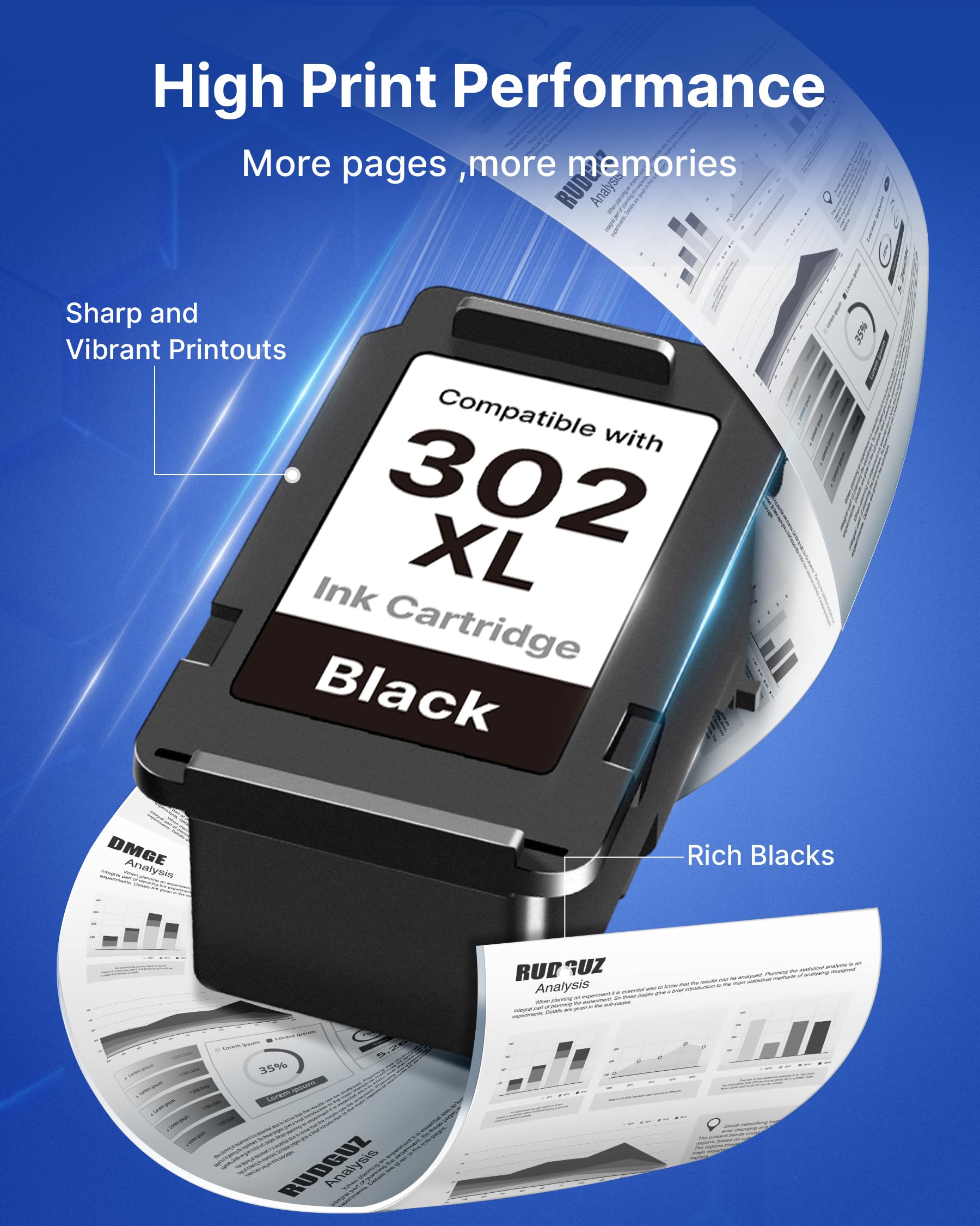 302XL Nero Cartuccia d'inchiostro per HP 302 XL per Cartucce HP 302 per Envy 4520 4524 4525 4527 OfficeJet 3830 3833 3835 3831 4650 5220 5230 DeskJet 3630 3636 2130 3638 3639 Stampante (Nero, 1-Pack)