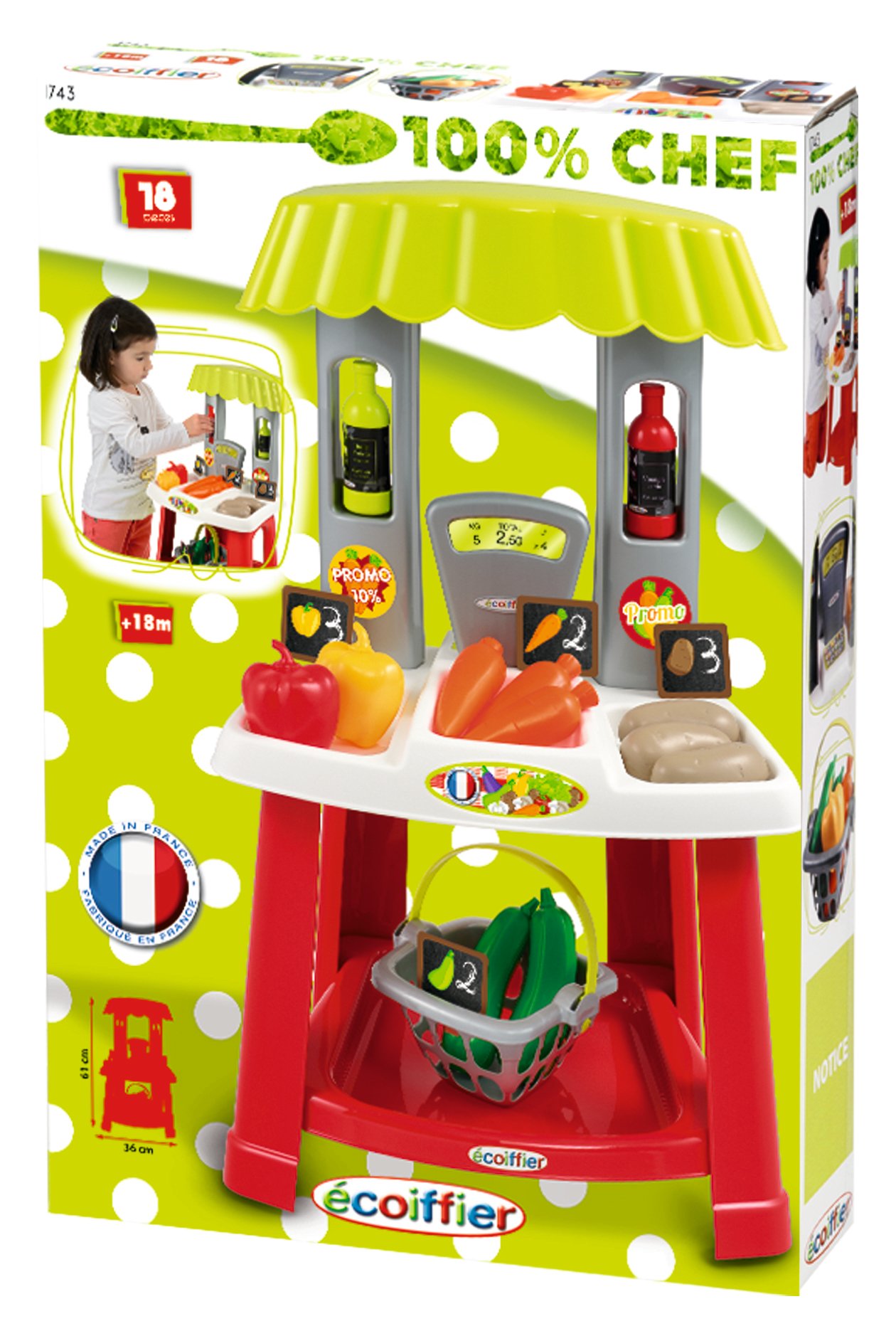Ecoiffier 1743 - Marktstand mit Tragekorb