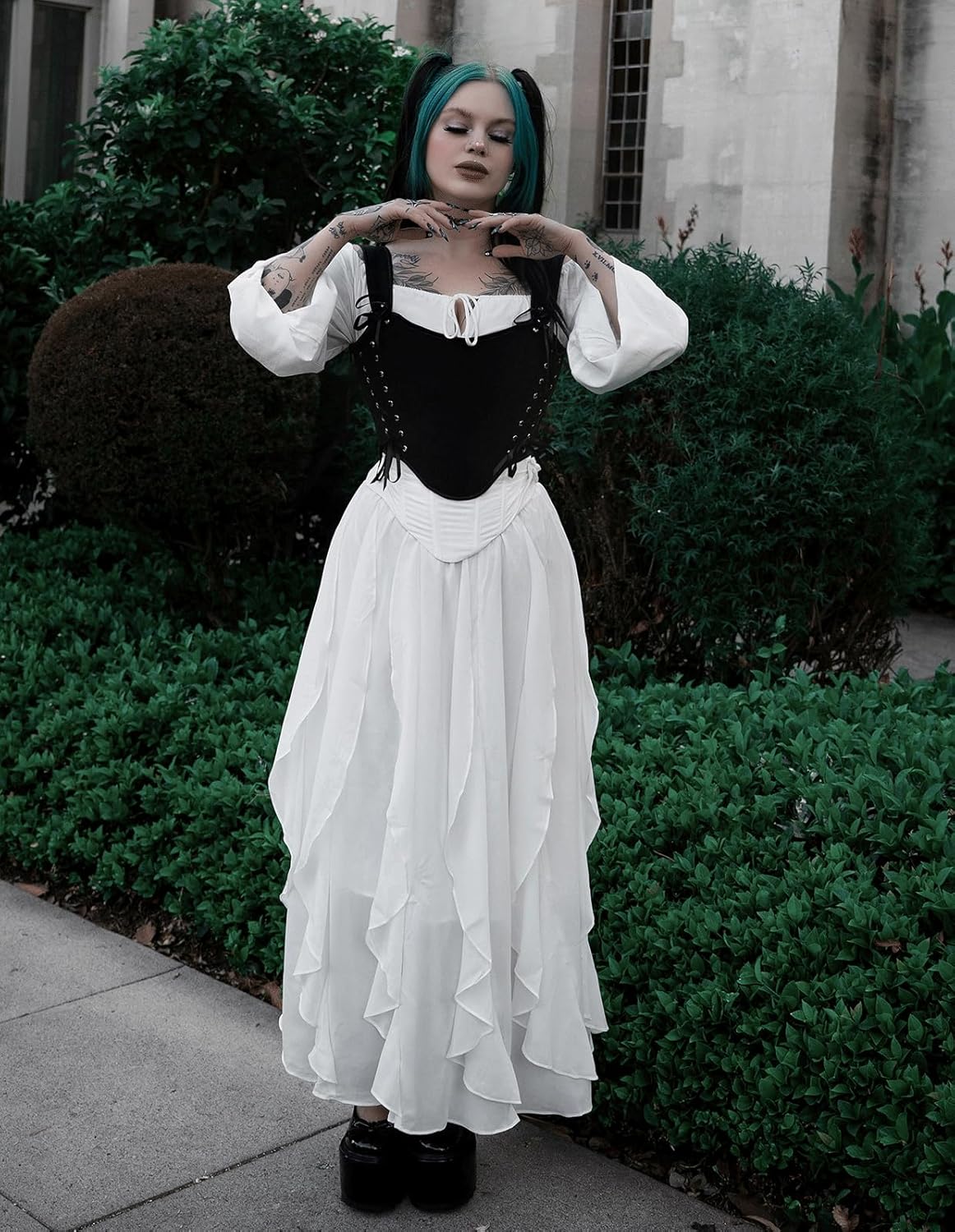 SCARLET DARKNESS Womens Boho Maxi Skirt 2026 Renaissance Long Skirt High Waist Ruffle Flowy Skirts - Image 5