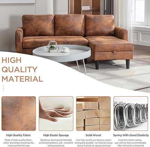 Miniatura 5 de Akrenar Sofá modular reversible con almacenamiento, moderno y acogedor sofá en forma de L, sofás seccionales para sala de estar, dormitorio,